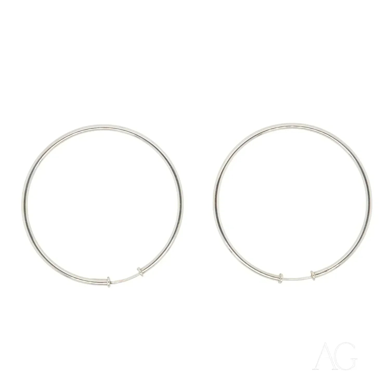 18K White Gold Hoop Earrings for Women - Luxury Diamond-Cut Hoops - Perfect for Weddings, Parties & Everyday Elegance