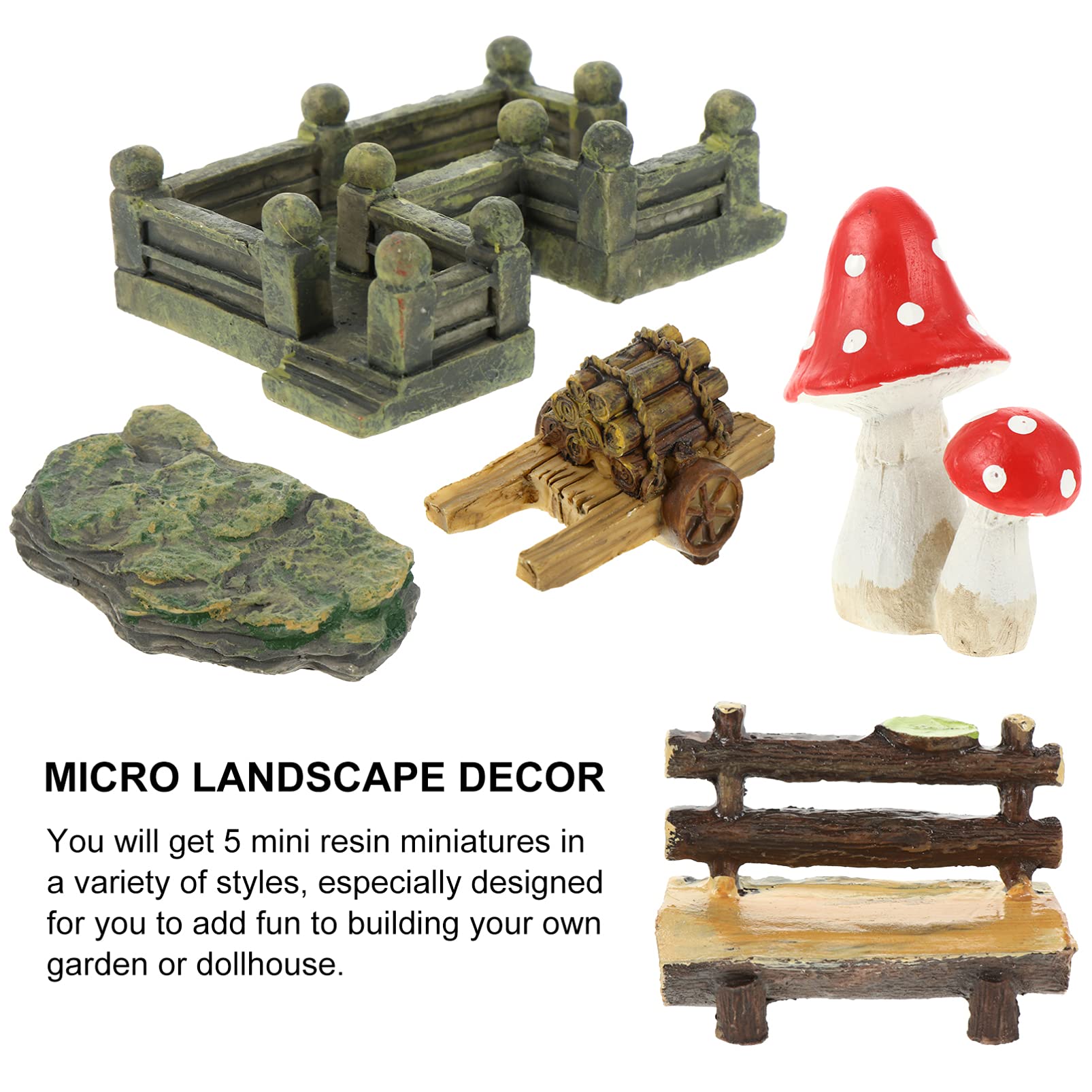 DOITOOL 5Pcs Resin Mushroom Figurines - Miniature Fairy Garden Decor, Terrarium Accessories, Jewelry Making Supplies for DIY Crafts, Home Decor, and Gift Giving - Perfect for Fairy Gardens, Terrariums, and Craft Projects
