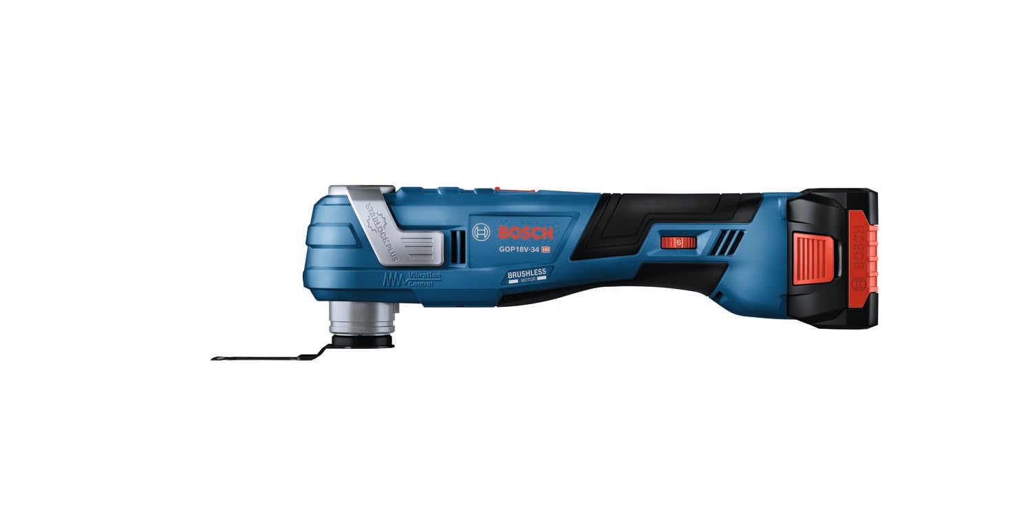 Bosch GOP18V-34B14-RT 18V Brushless Cordless Oscillating Multi-Tool Kit with StarlockPlus Technology & 4Ah Battery (Renewed) - Perfect for Woodworking, Flooring, Drywall, and DIY Home Renovation Projects