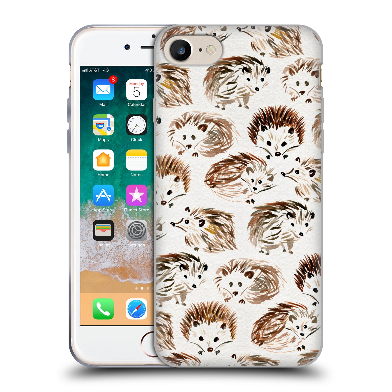 Head Case Designs 官方授权 Cat Coquillette 刺猬动物软胶手机壳 - 兼容 Apple iPhone 7/8/SE 2020 & 2022 - 时尚保护，适合日常使用和旅行