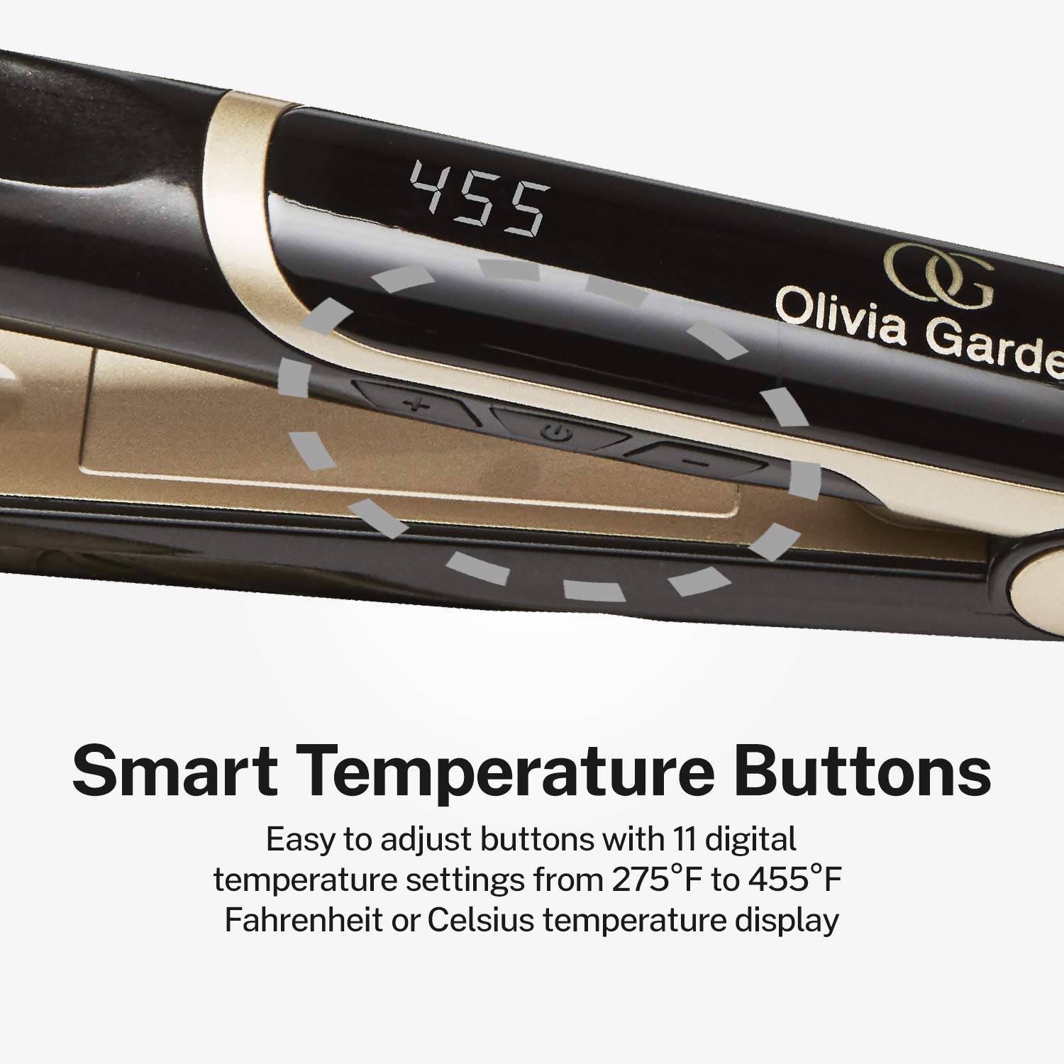 Olivia Garden Ceramic + Ion Pro Flat Iron - Dual Voltage Hair Straightener with 11 Temperature Settings & 3D Floating Plates for Salon-Quality Styling at Home or Travel