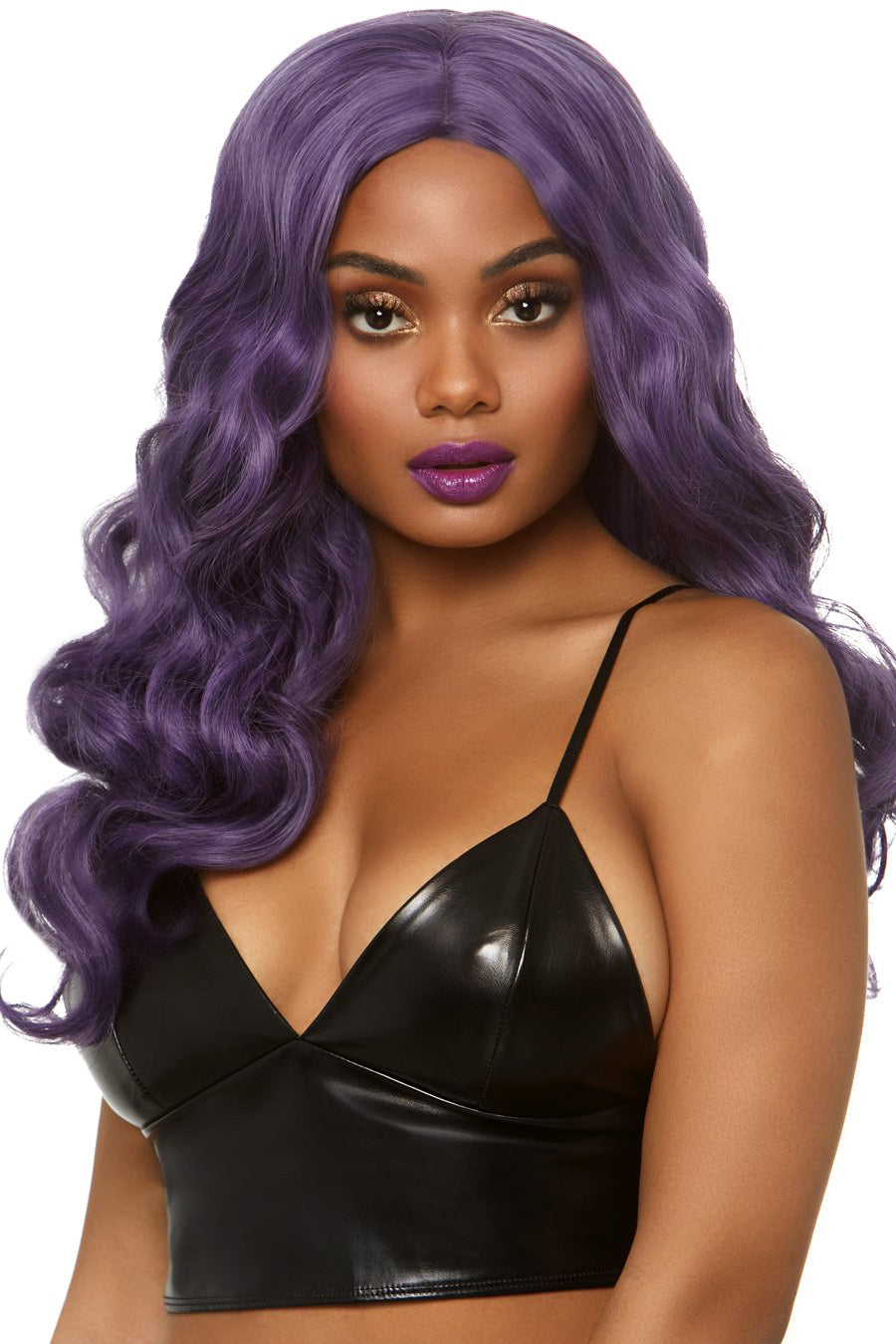 Long Wavy Purple Wig for Women - Soft Synthetic Cosplay Hair - Perfect for Halloween, Costume Parties & Anime Conventions