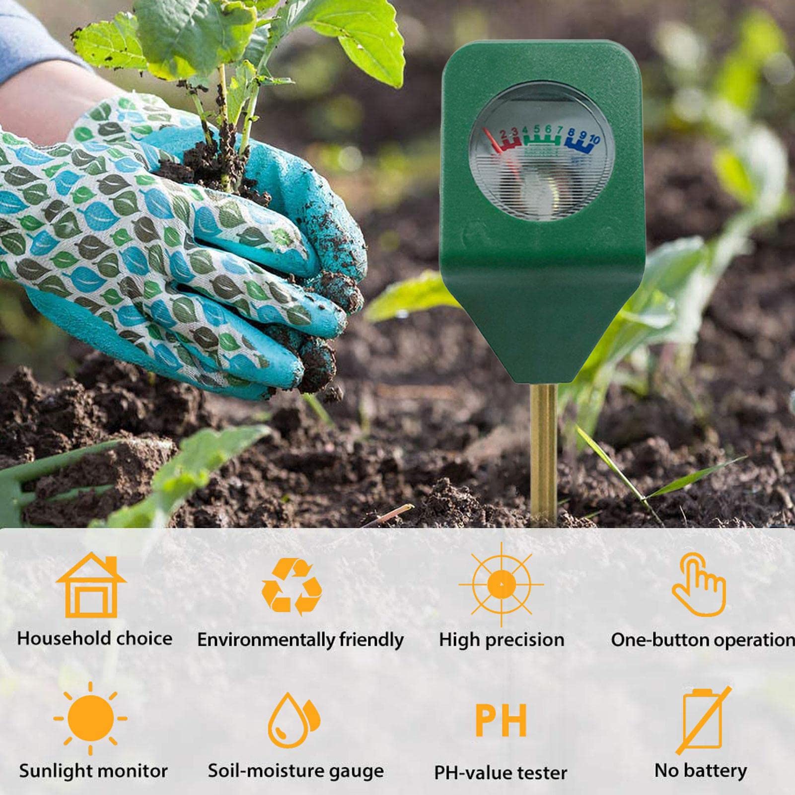 **3-in-1 Soil pH & Moisture Meter - Digital Plant Water Tester for Indoor & Outdoor Plants - Accurate Gardening Tool for Lawn, Garden, Flowers, Vegetables - Perfect for Home, Greenhouse & Farm Use**