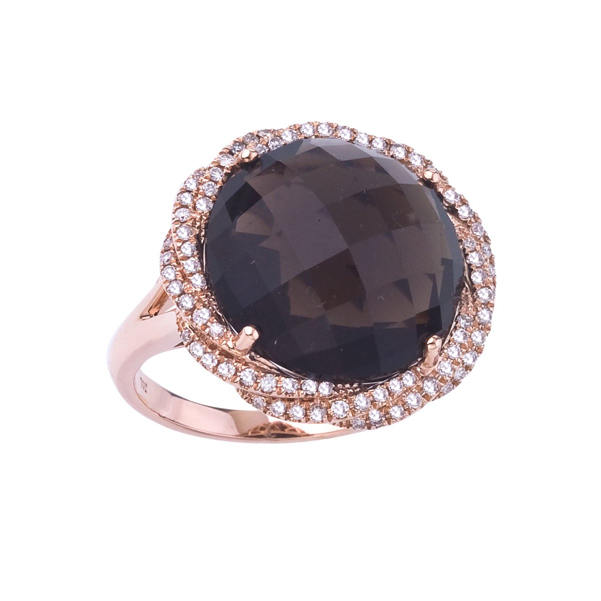 14K Rose Gold Smokey Topaz and Diamond Ring for Women - Elegant Stackable Wedding Band, Anniversary Gift, Everyday Jewelry