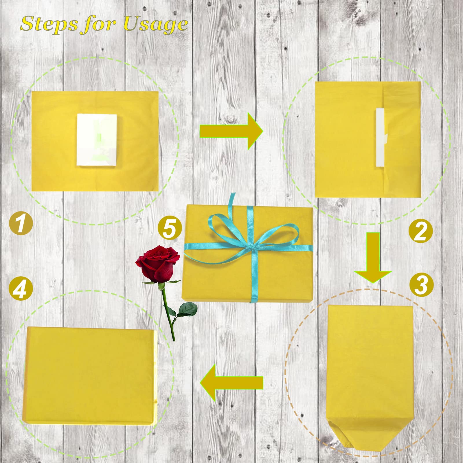 100 Sheets Yellow Tissue Paper 14 x 20 Inches - Bulk Wrapping Paper for Weddings, Birthdays, DIY Projects, Crafts & Decor | Perfect for Gift Wrapping, Party Decorations & Scrapbooking