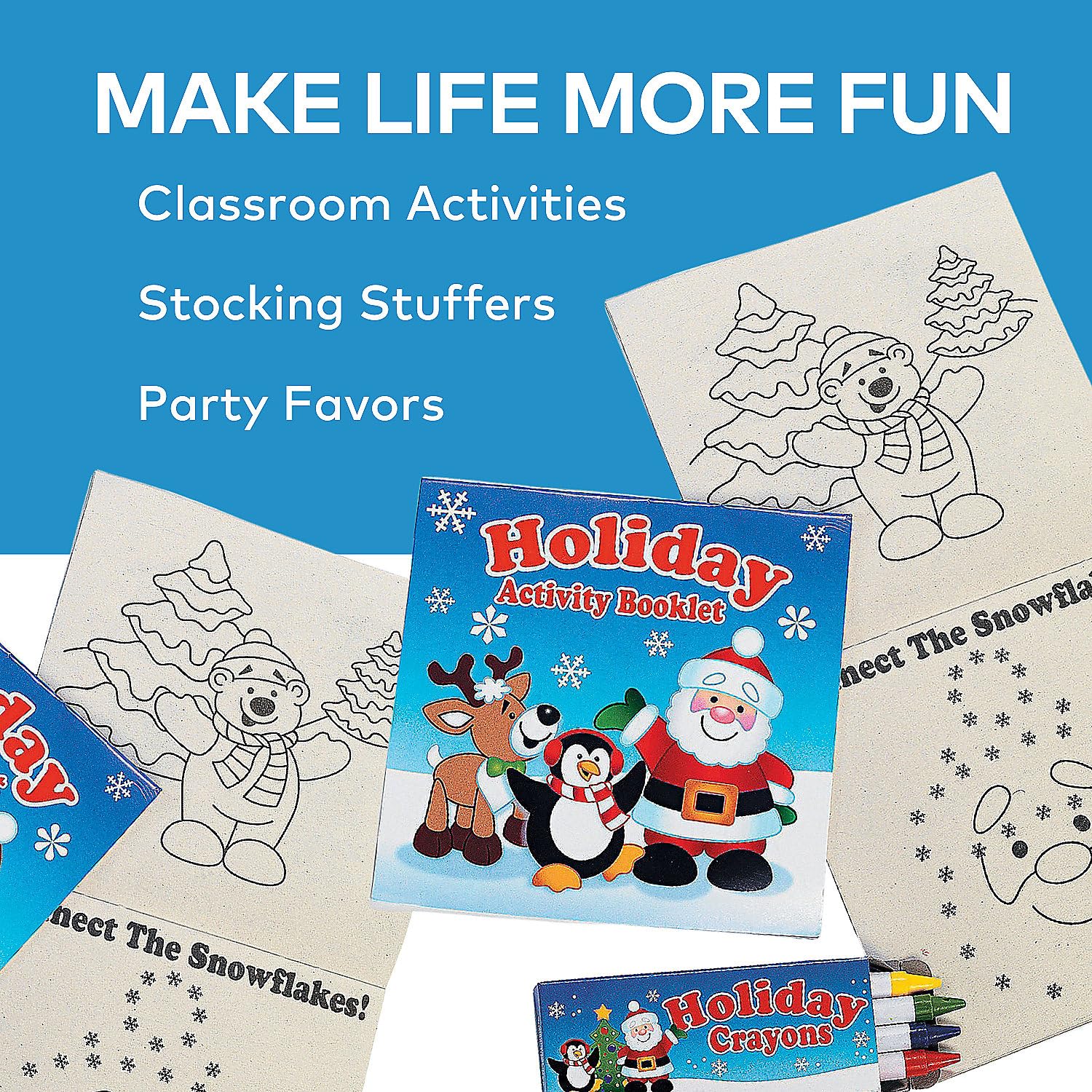 Holiday Activity Booklet with Crayons - Christmas Coloring Fun for Kids