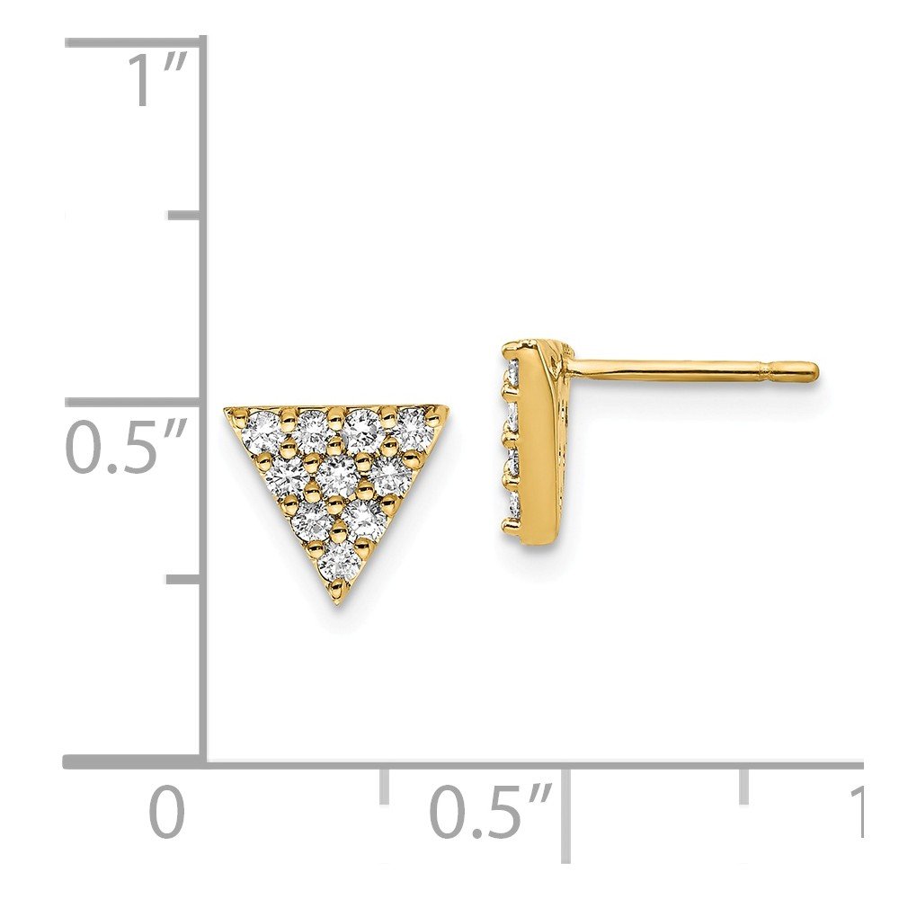 14K Solid Yellow Gold Triangle Stud Earrings - 8mm Prong Setting for Women | Perfect for Everyday Wear, Gifts & Special Occasions