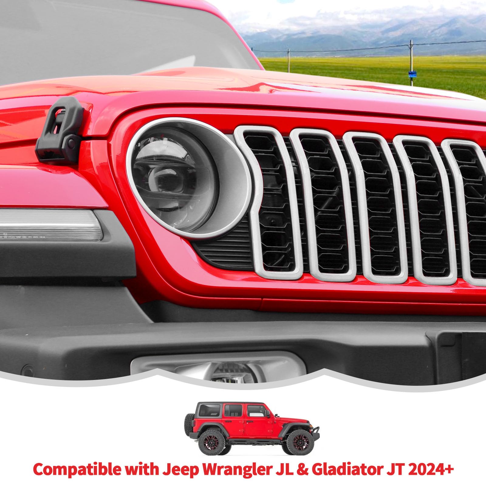 Jeep Wrangler JL JLU & Gladiator JT 2024+ Front Grille Inserts - White Exterior Accessories for Off-Road Style & Customization | Perfect for Jeep Enthusiasts & Outdoor Adventures