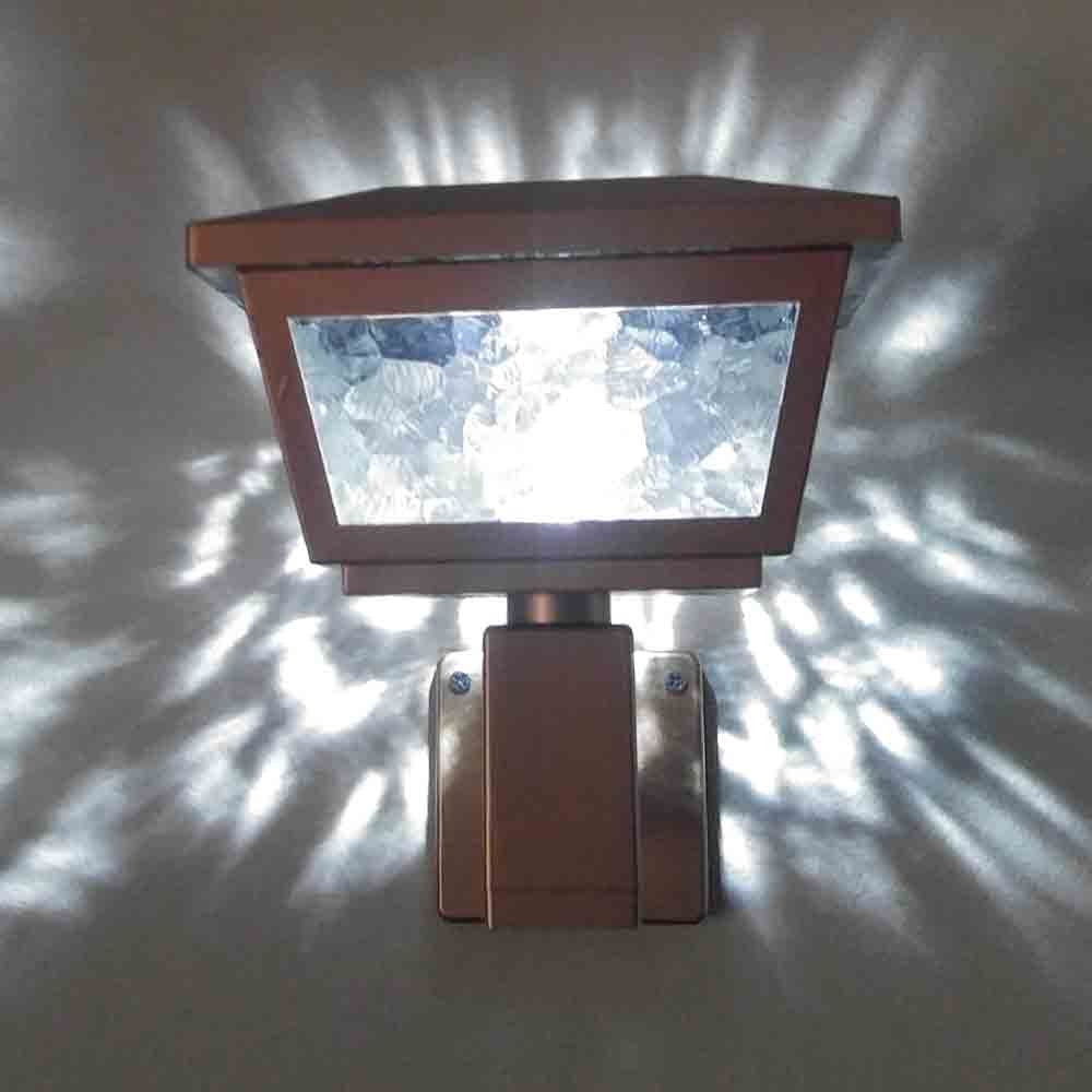 Solar Powered Post Cap Light - 2 SMD LED, Wall or Post Mount for 5x5, 4x4, 6x6 Wooden Fence Posts (Gold) - Perfect for Garden, Patio, Deck & Pathway Lighting