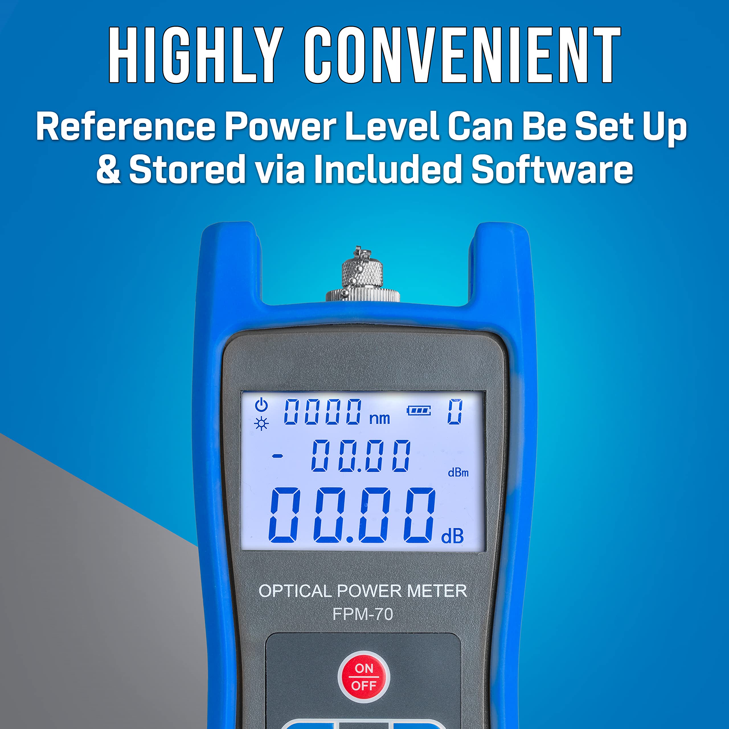 Jonard Tools FPM-70 Fiber Optic Power Meter (-70 to +6 dBm) with FC/SC/LC Adapters | High-Precision Optical Testing for Telecom, Data Centers & Network Maintenance