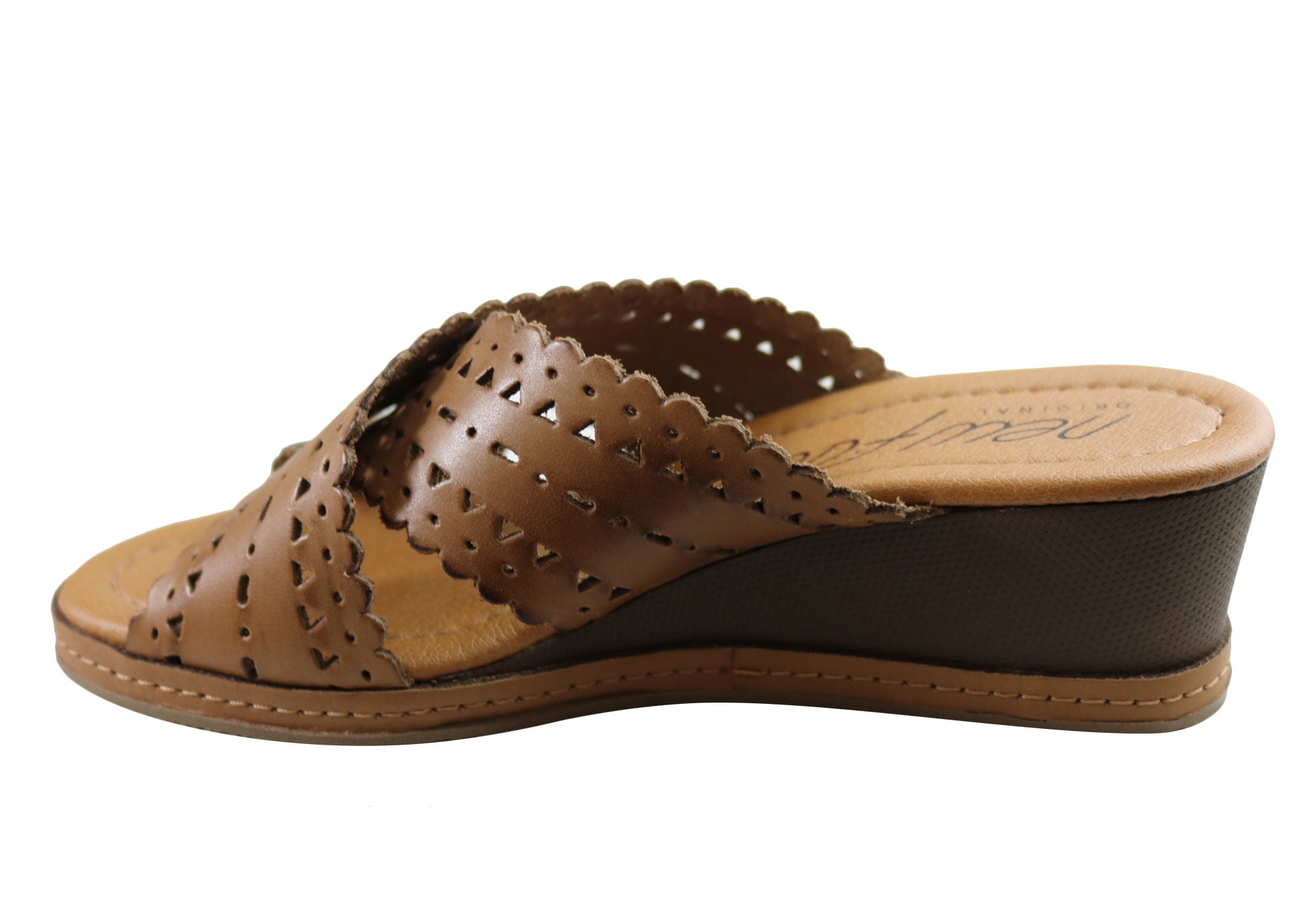 New Tory Women's Leather Wedge Slides Sandals - Comfortable Summer Casual Shoes for Women - Perfect for Beach, Vacation & Everyday Wear