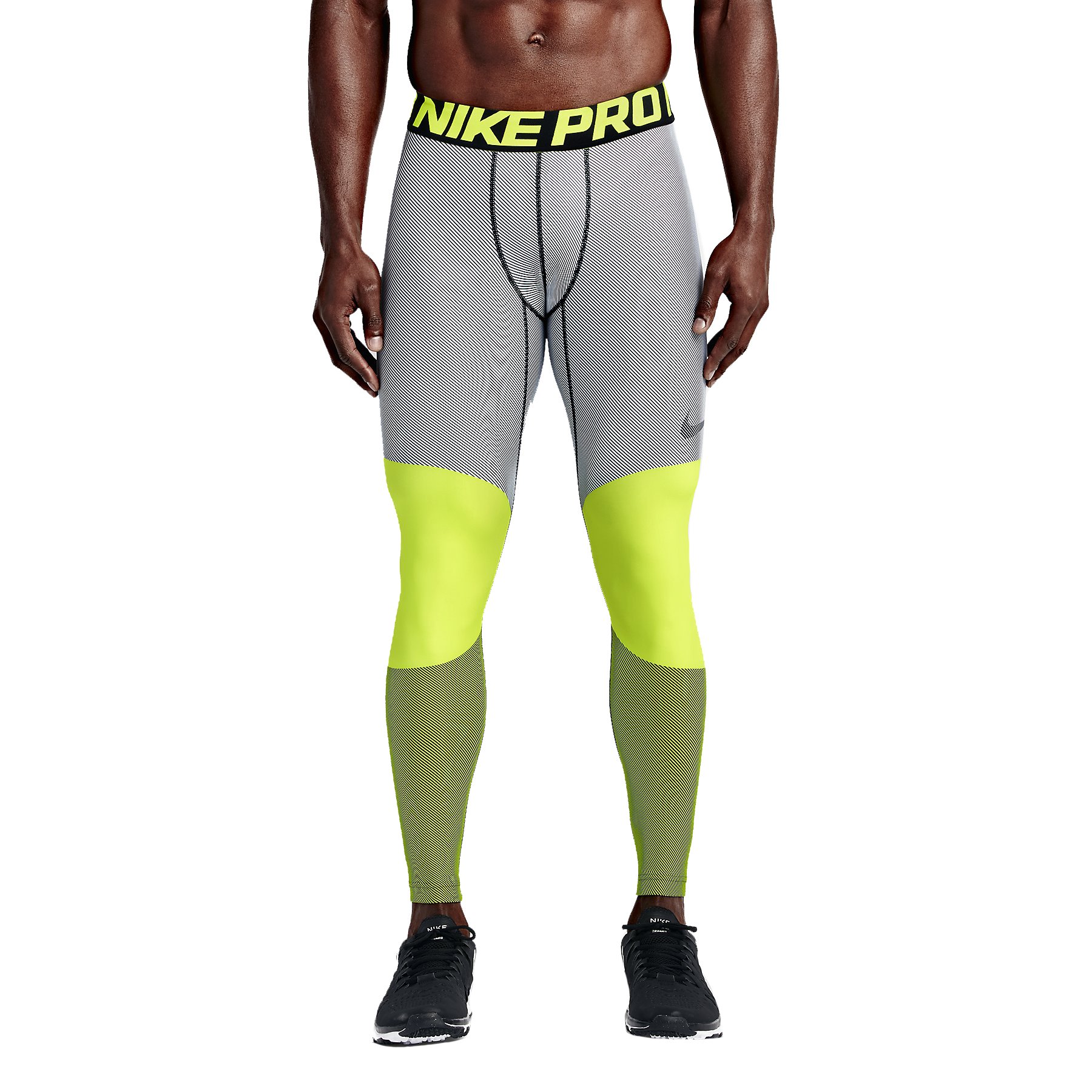 Nike Hyperwarm Compression Tights for Men - Volt/Black, XL | Running & Training