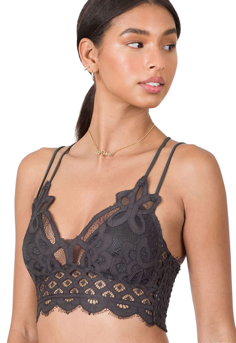 NioBe Women's Cross Strap Crochet Lace Bralette Bra - Padded Underwire Top for Comfort & Support | Perfect for Summer Outfits, Beachwear & Layering