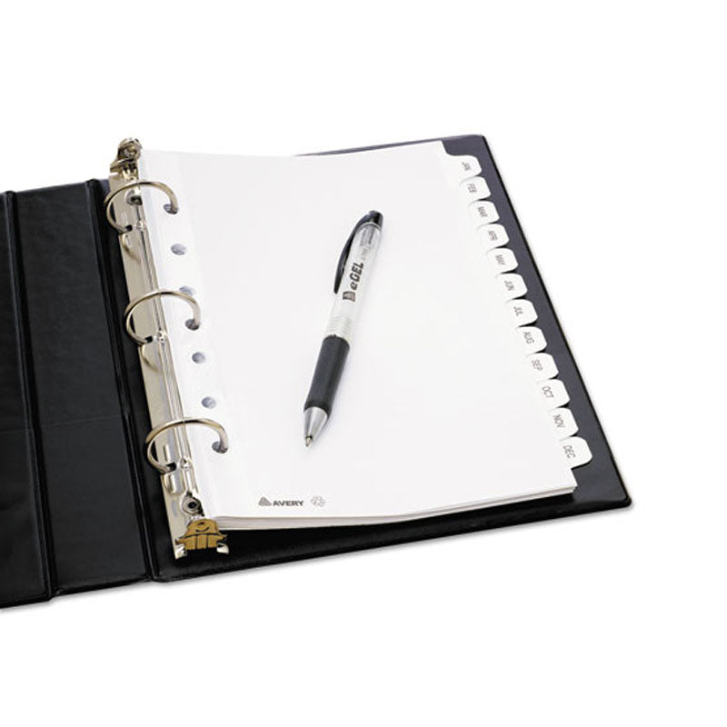 Preprinted Monthly Tab Dividers with Black & White Tabs - January to December - 5.5