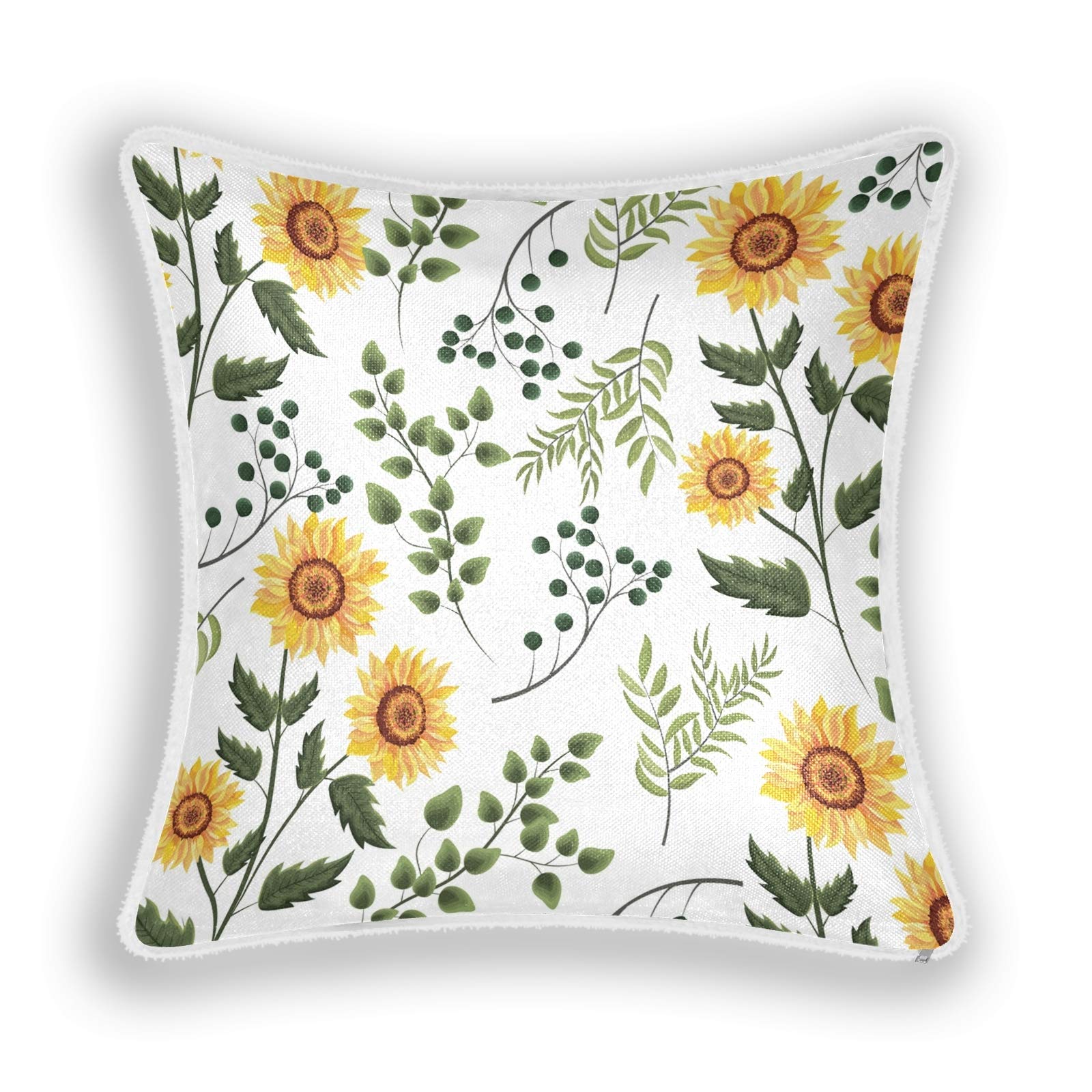 LINNKAHAO 18x18 Inch Floral Sunflower Pillowcase - Decorative Cushion Cover for Kids Room, Living Room, Sofa & Bed Decor | Soft & Stylish Home Accent
