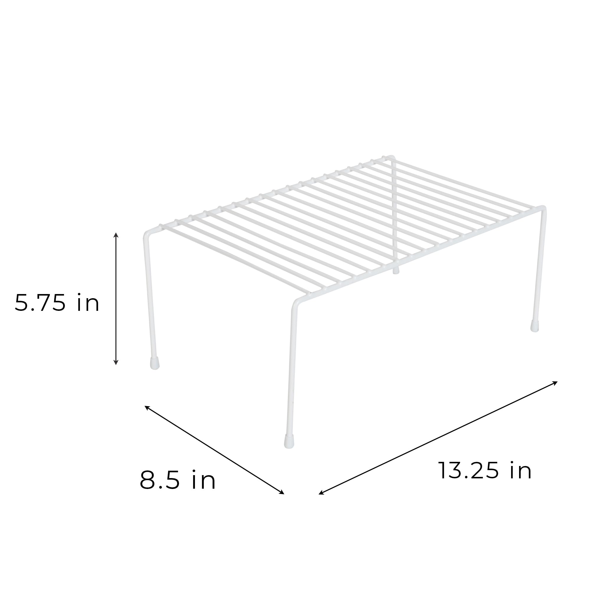 Smart Cabinet Storage Shelf Rack - Set of 6 Medium 8.5 x 13.25 Inch - Non-Slip Feet & Rust-Resistant Steel Frame - Kitchen Pantry Organizer for Cups, Dishes, Spices - Perfect for Countertop, Cabinet & Pantry Organization - White