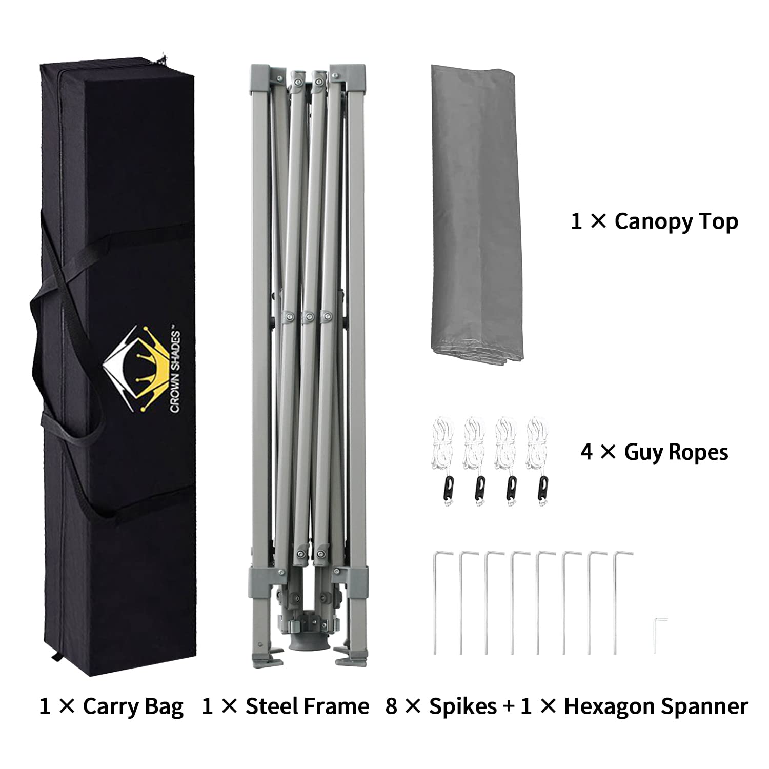 8x8 Pop Up Canopy Tent with Carry Bag - Outdoor Beach & Sports Shelter (Gray)