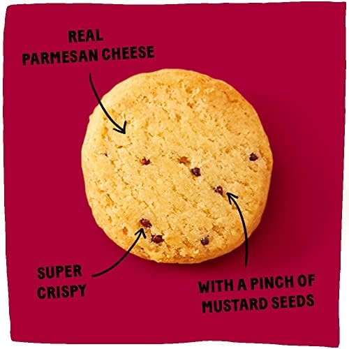Michel et Augustin Gourmet Crackers - Parmesan Cheese & Mustard Seed Savory Biscuits (3.5 oz) | French Artisan Snacks for Parties, Charcuterie Boards & Wine Pairings