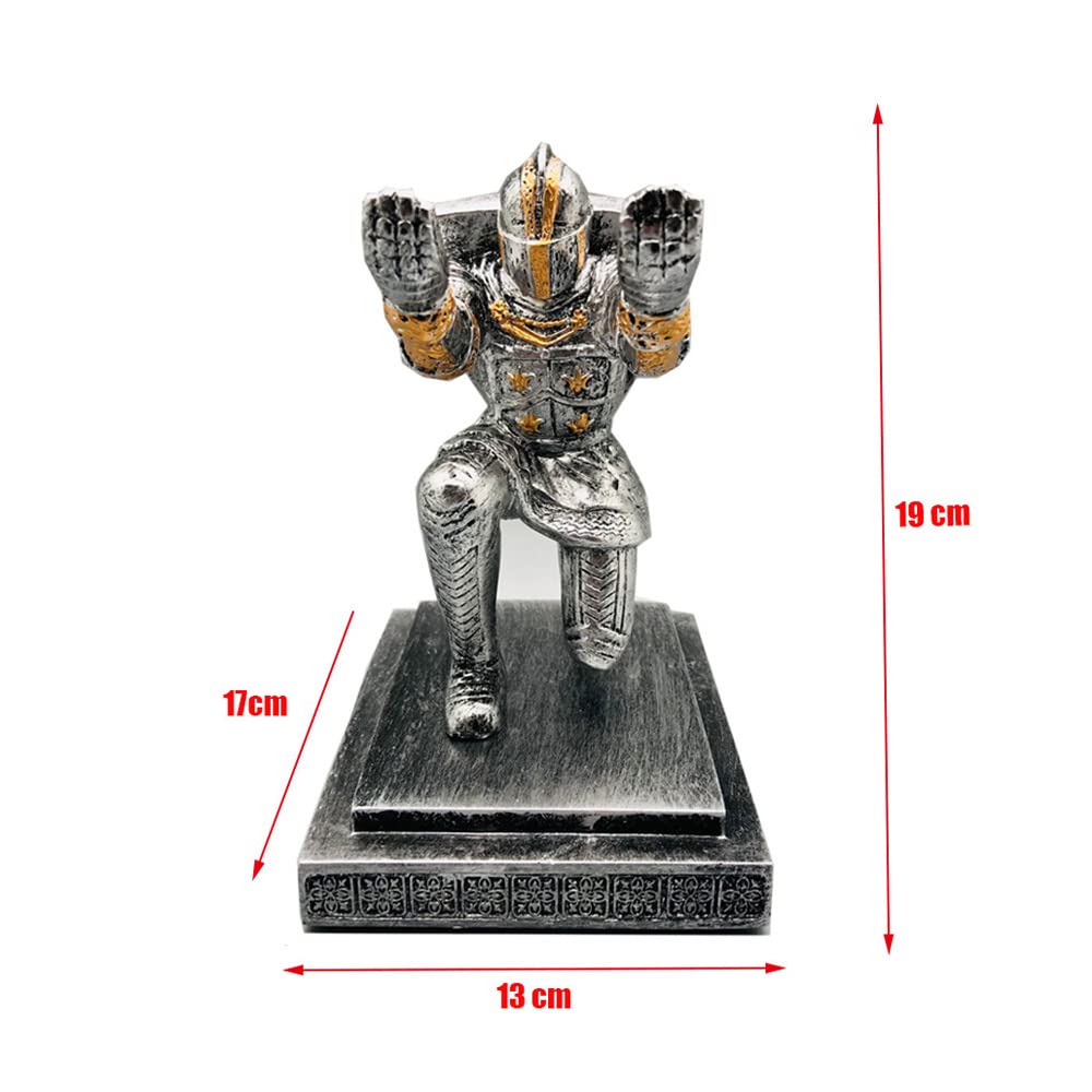Medieval Knight Pen Holder - Iron Shield Soldier Desk Organizer & Pencil Holder for Office, Gaming Room, or Medieval-Themed Decor