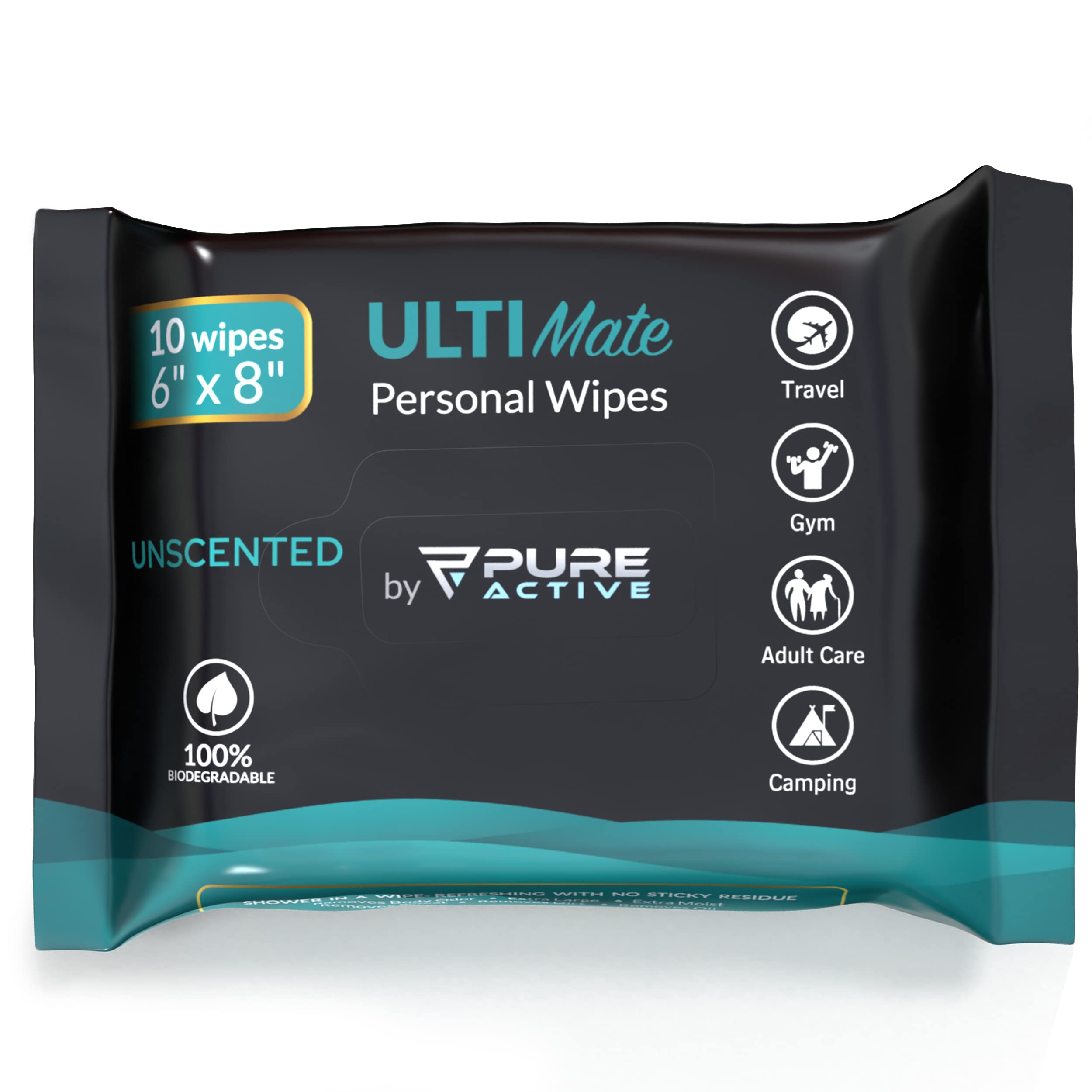 Biodegradable Shower & Face Wipes for Men - Unscented Gym, Travel & Camping Hygiene Wipes (1440 Count Multipack) | Post-Workout, Outdoor & Emergency Cleaning Solution