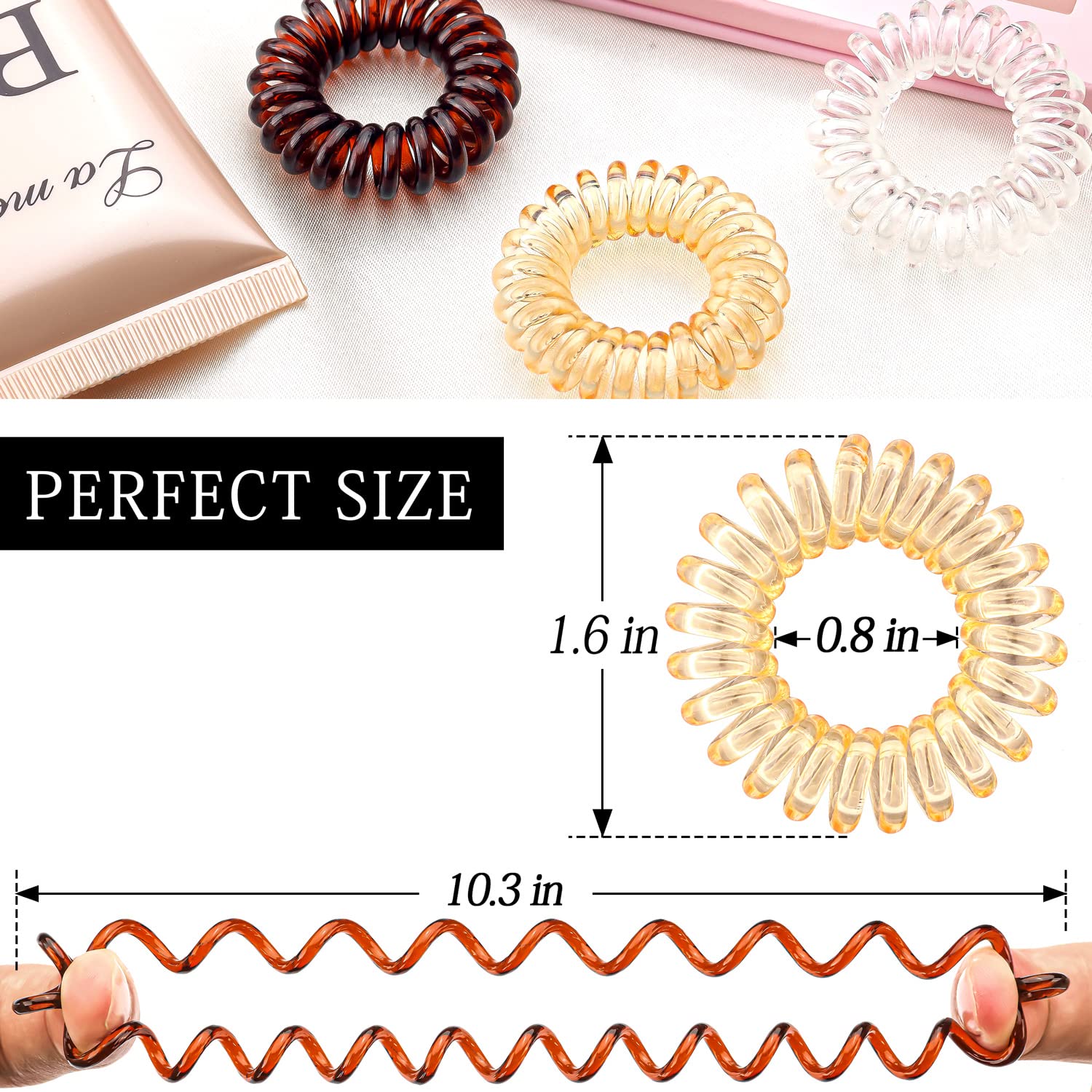 27 PCS Spiral Hair Ties for Women - No Crease Coil Hair Ties & Phone Cord Hair Ties for Thick Hair - Soft Ponytail Holder Elastics for Daily Use, Workout, Yoga and Fashion Styling