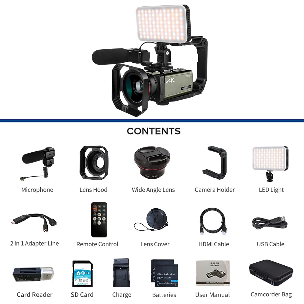 ORDRO AX65 4K Video Camera with 12X Optical Zoom, WiFi, Microphone & Accessories - Perfect for Vlogging, Live Streaming, YouTube & Travel Filming