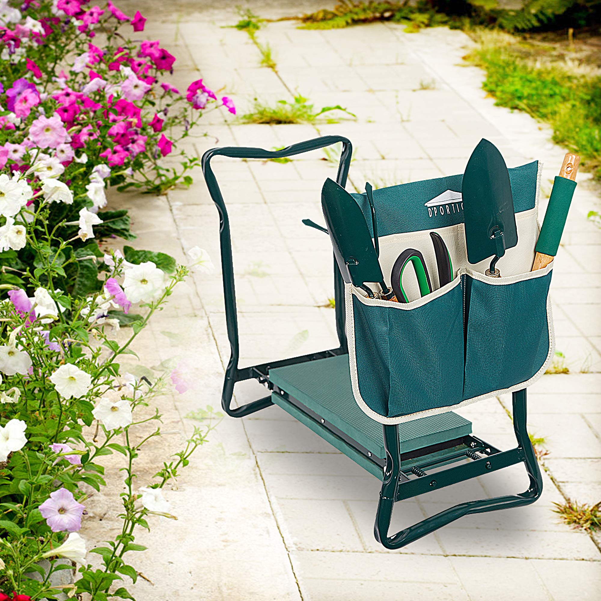 Foldable Garden Kneeler Seat with Soft Foam Pad & Tool Pouch - Portable Bench Stool for Gardening, Fishing, Outdoor Activities - Perfect for Elderly & Knee Support While Planting, Weeding or Camping