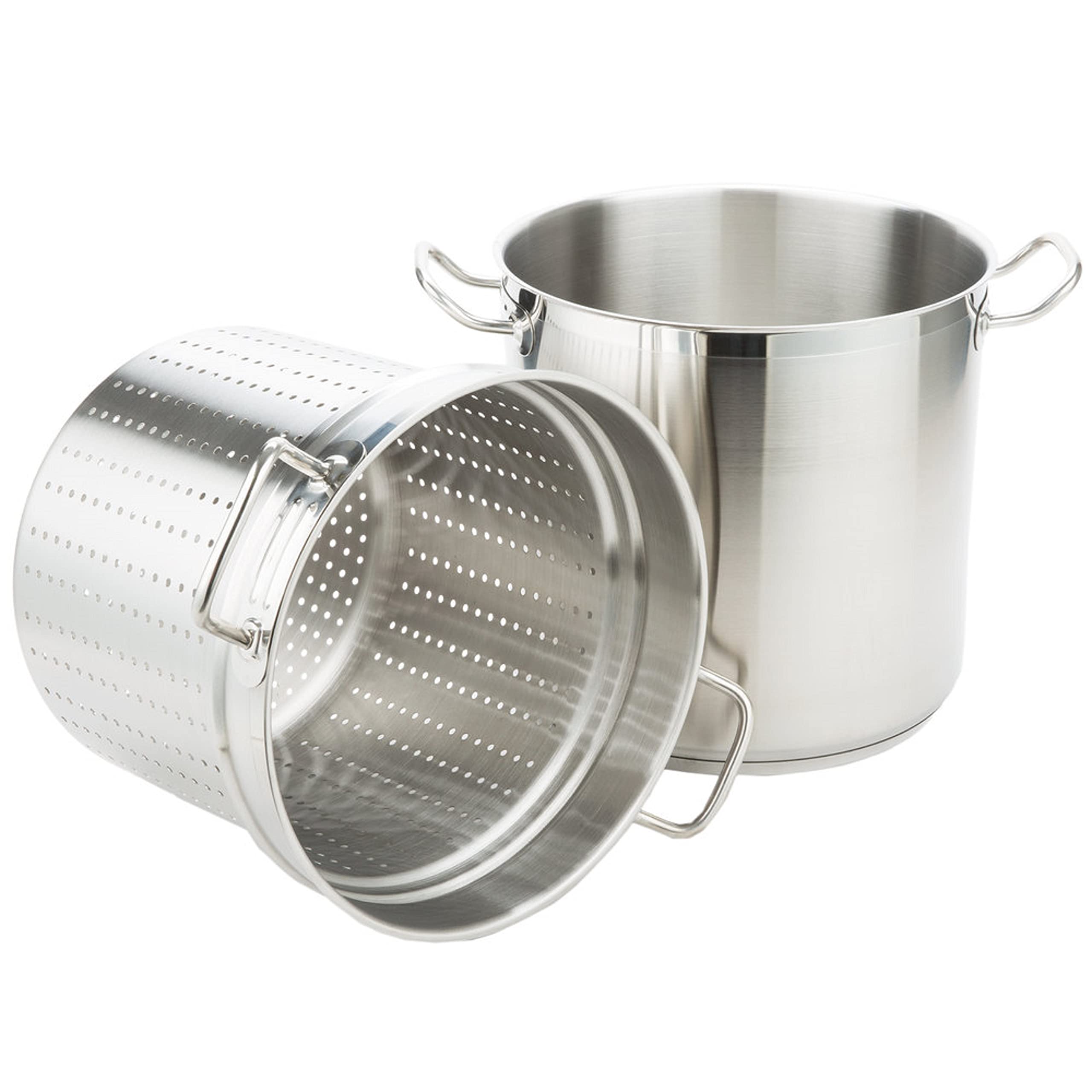 TrueCraftware 20 Quart Aluminum Pasta Cooker 3-Piece Set - Multipurpose Pasta Pot with Strainer Lid for Spaghetti, Vegetables & Seafood - Perfect for Home Kitchen, Restaurant & Catering Use