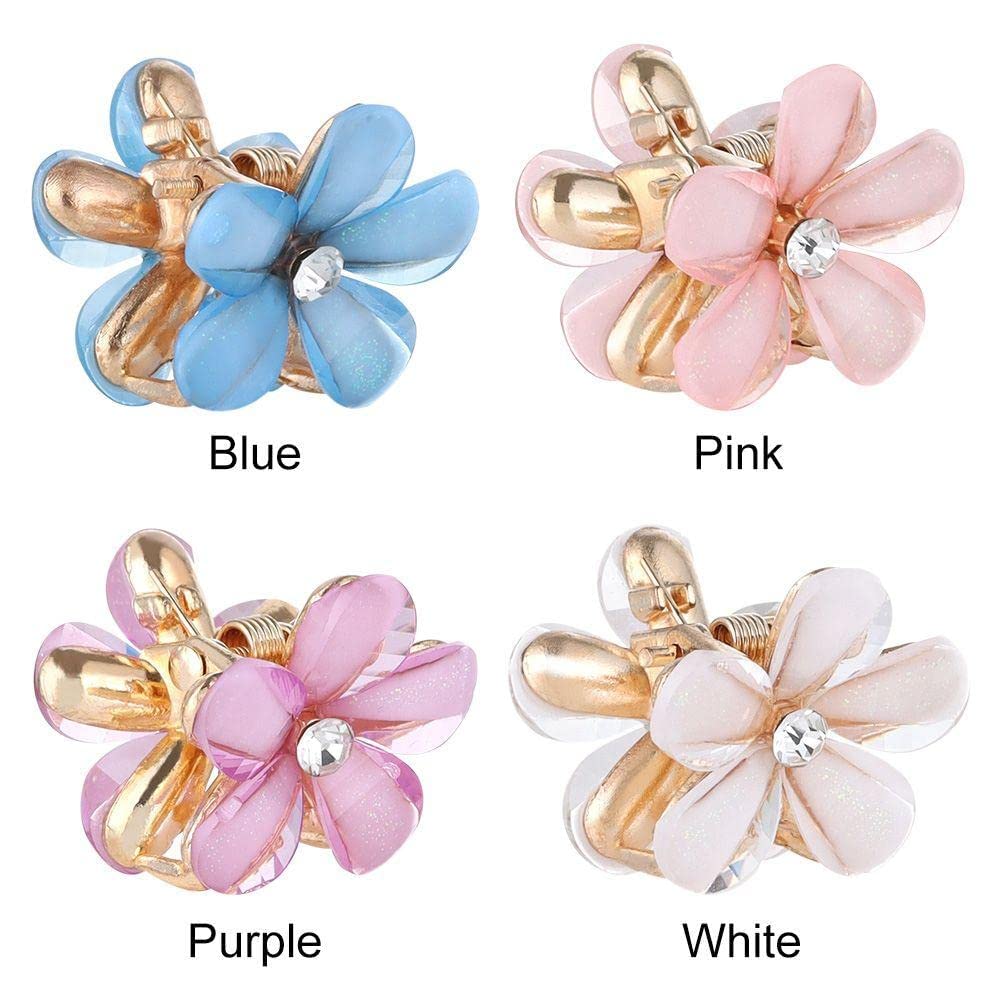 10pcs Mini Pearl Rhinestone Flower Hair Claw Clips - Gold Resin Hair Barrettes for Women & Girls | Small Hair Accessories for Parties, Weddings & Everyday Use