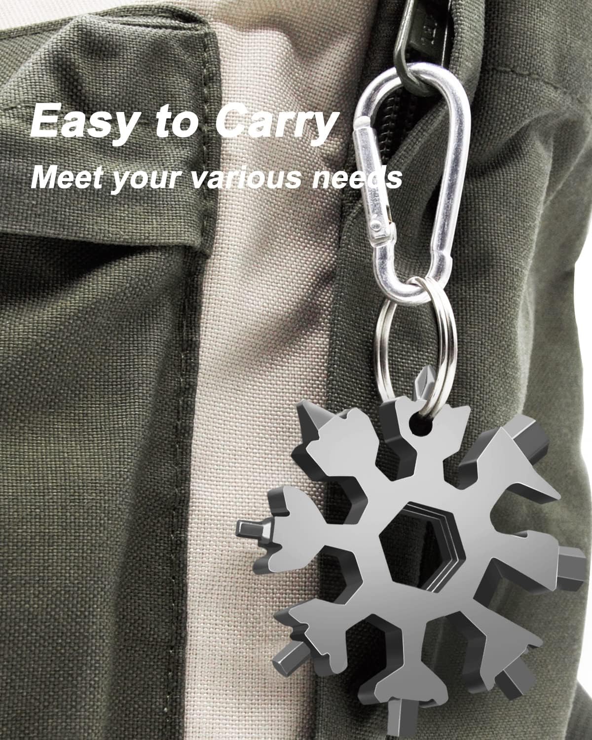 18-in-1 Snowflake Multitool - Perfect Stocking Stuffer for Men & Women | Unique Christmas Gifts for Him, Husband & Boyfriend | Cool Gadgets for Adults Who Have Everything | Great for Camping, Hiking, Emergency & Everyday Carry (EDC)