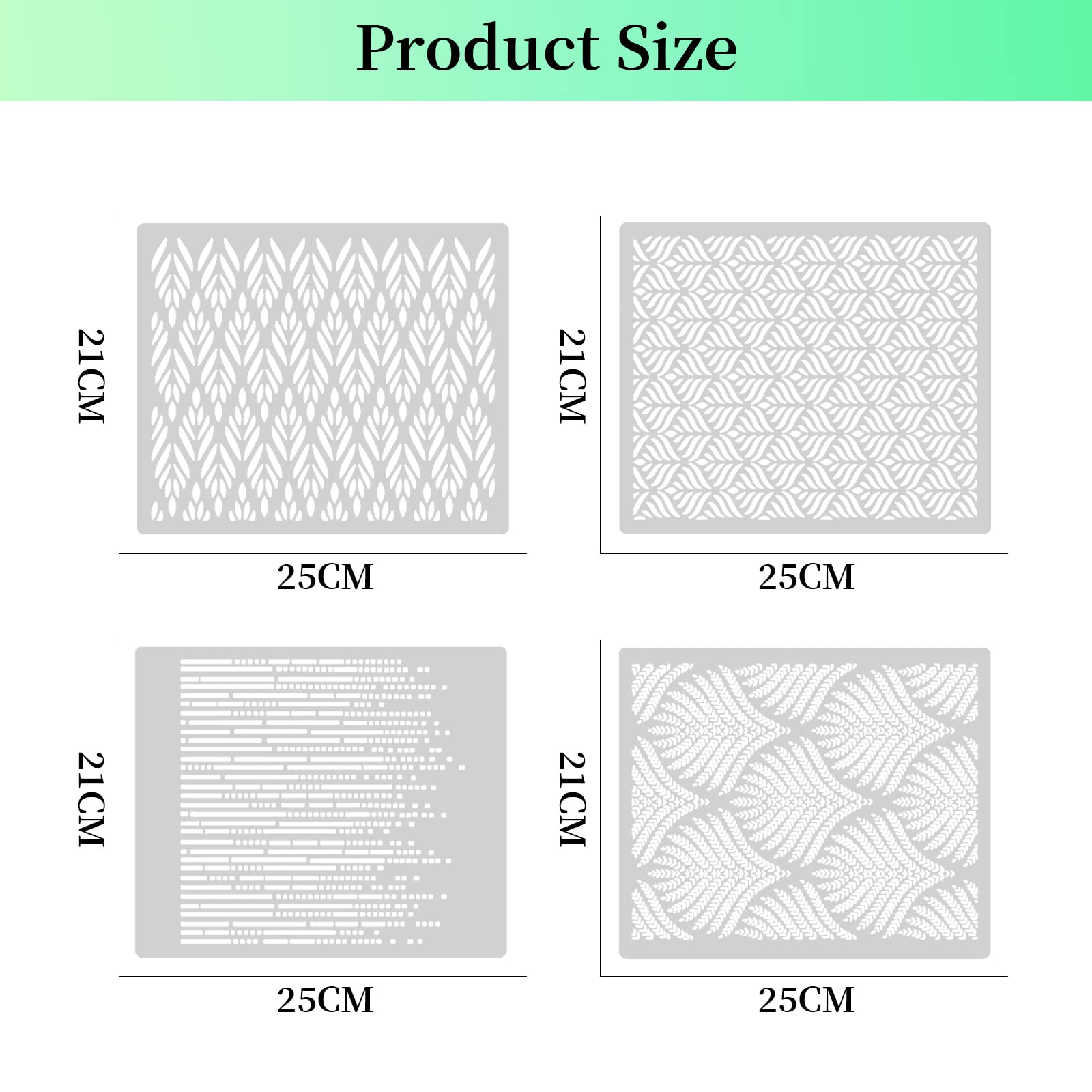 4-Piece Cake Decorating Stencils Set - Wheat Spike Lace Border & Buttercream Flower Embossing Molds for Fondant, Cookies, Desserts | DIY Baking Tools for Wedding, Birthday, Holiday Cakes