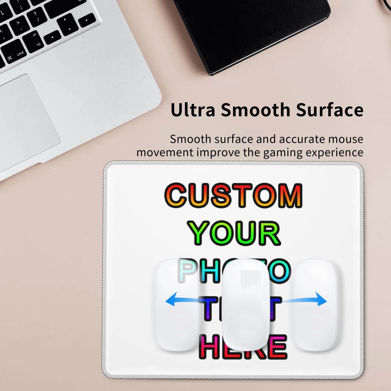 Custom Photo Text Personalized Gaming Mouse Pad - Non-Slip Rubber Base 10x12 Inch for Laptop, PC & Office Use - Perfect for Gamers, Work & Home Office Setup