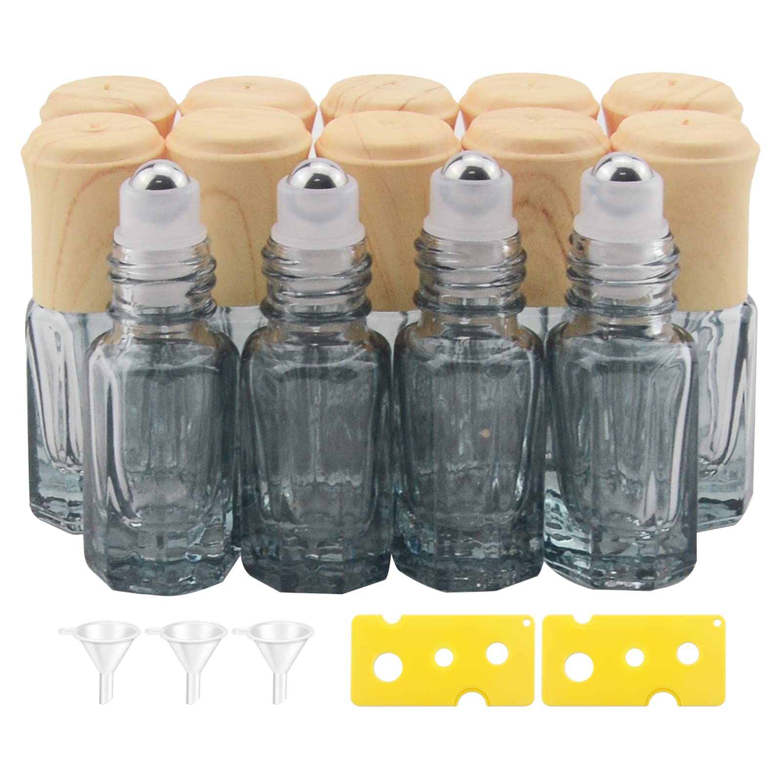 Wwolife 14Pcs 3ml Black Glass Roller Bottles - Mini Roll On Bottles for Essential Oils, Perfume, Cosmetics & Aromatherapy - Empty Sample Vials with Leak-Proof Cap - Perfect for DIY Blends, Travel & Gift Sets