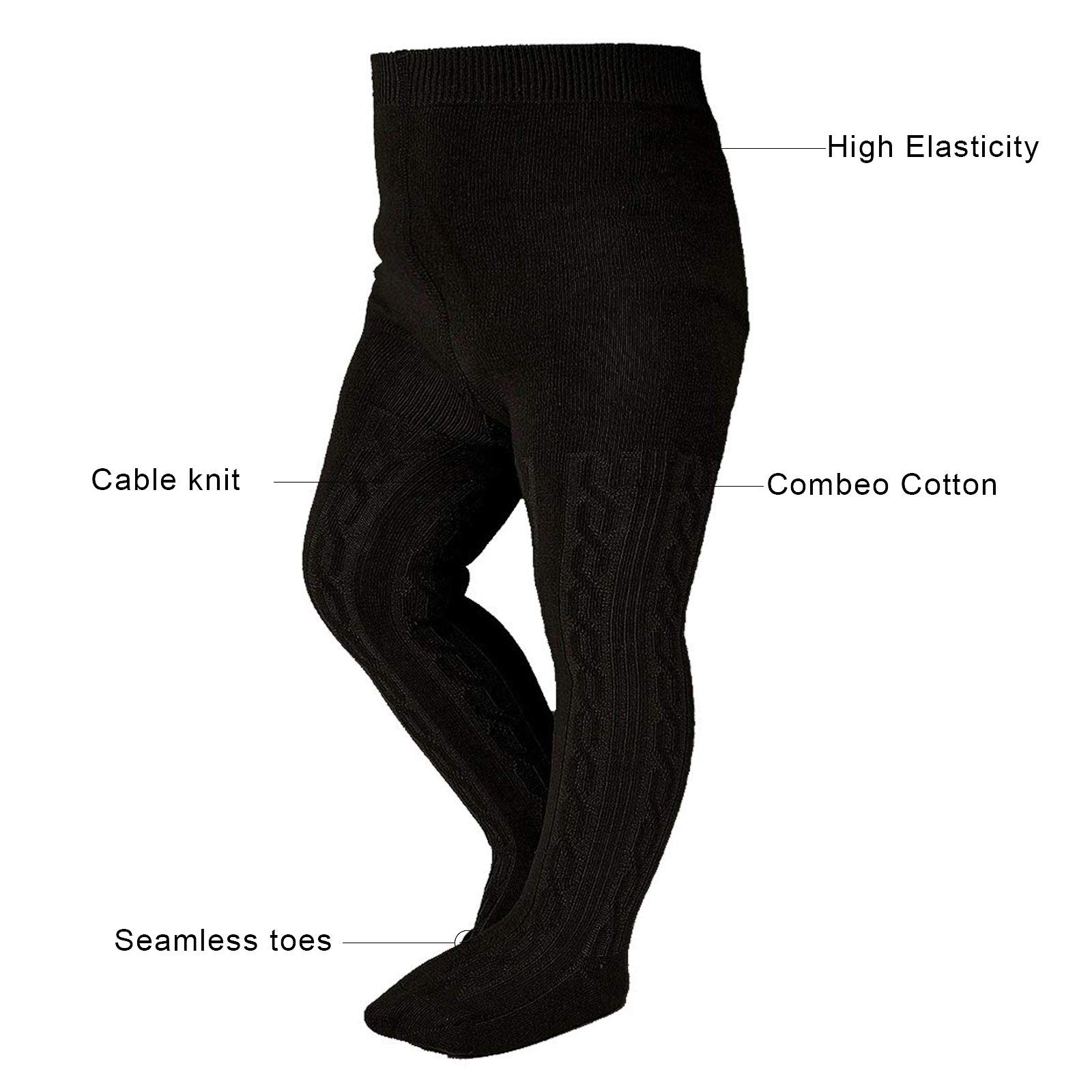 Baby Girls Seamless Cable Knit Tights with Bow-Knot - Soft Cotton Toddler Leggings for Newborn & Infant - Perfect for Playtime, Daycare & Family Photos