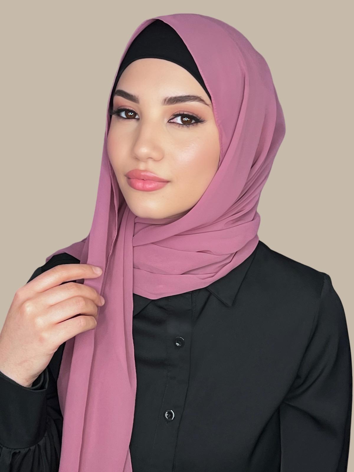 Luxury Chiffon Hijab Scarf - Soft Pale Rose Color - Perfect for Muslim Women, Prayer, Modest Fashion & Special Occasions
