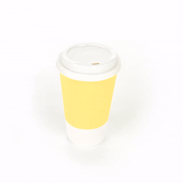 16 oz Light Yellow Paper Ripple Wall Coffee Cups with White Lids - 3.5