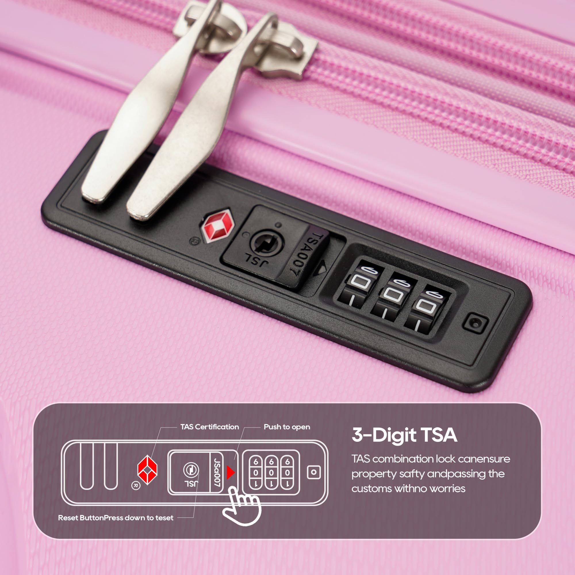 Expandable 3-Piece Luggage Set with Spinner Wheels & TSA Lock - Light Pink PP Material Suitcases (20/24/28 Inch) for Family Travel, Airplane Carry-On & Vacation Packing