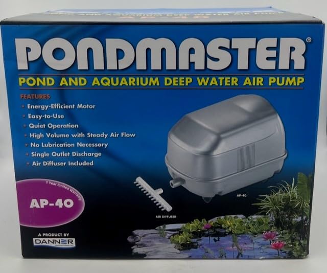 Danner Pondmaster AP-40 High Performance Air Pump - 2900 cu.in/min Airflow for Ponds, Aquariums & Hydroponics | Ideal for Aeration, Fish Tanks & Water Features