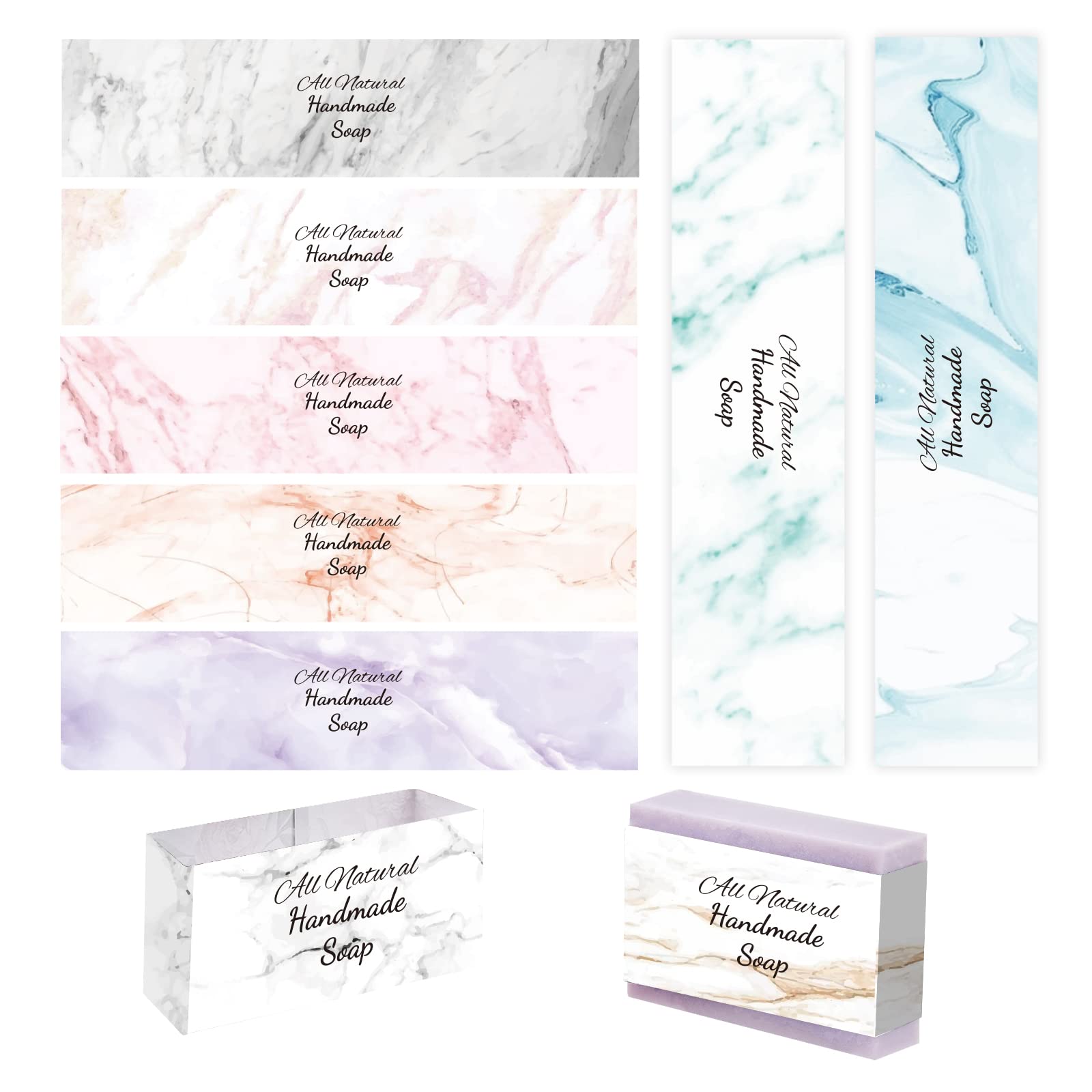 90pcs Marble Soap Wrappers - 9 Styles Soap Packaging Paper, Wrap Paper Tape & Vertical Tags for Homemade Soap Bars - Perfect for DIY Soap Making, Gift Wrapping & Craft Projects