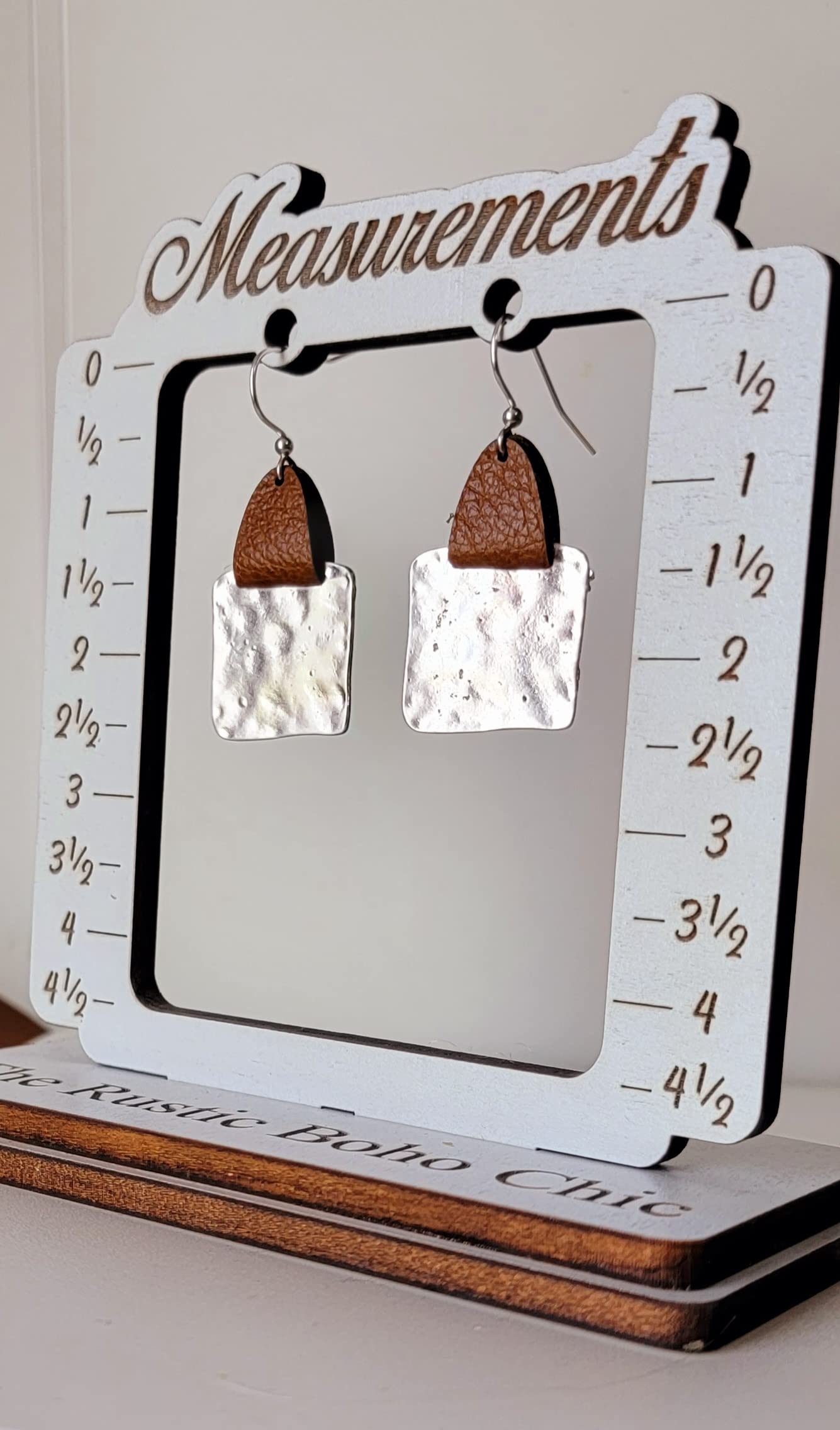 Stylish Black Leather Silver Square Earrings for Women - Trendy Boho Chic Jewelry for Parties, Weddings & Everyday Wear
