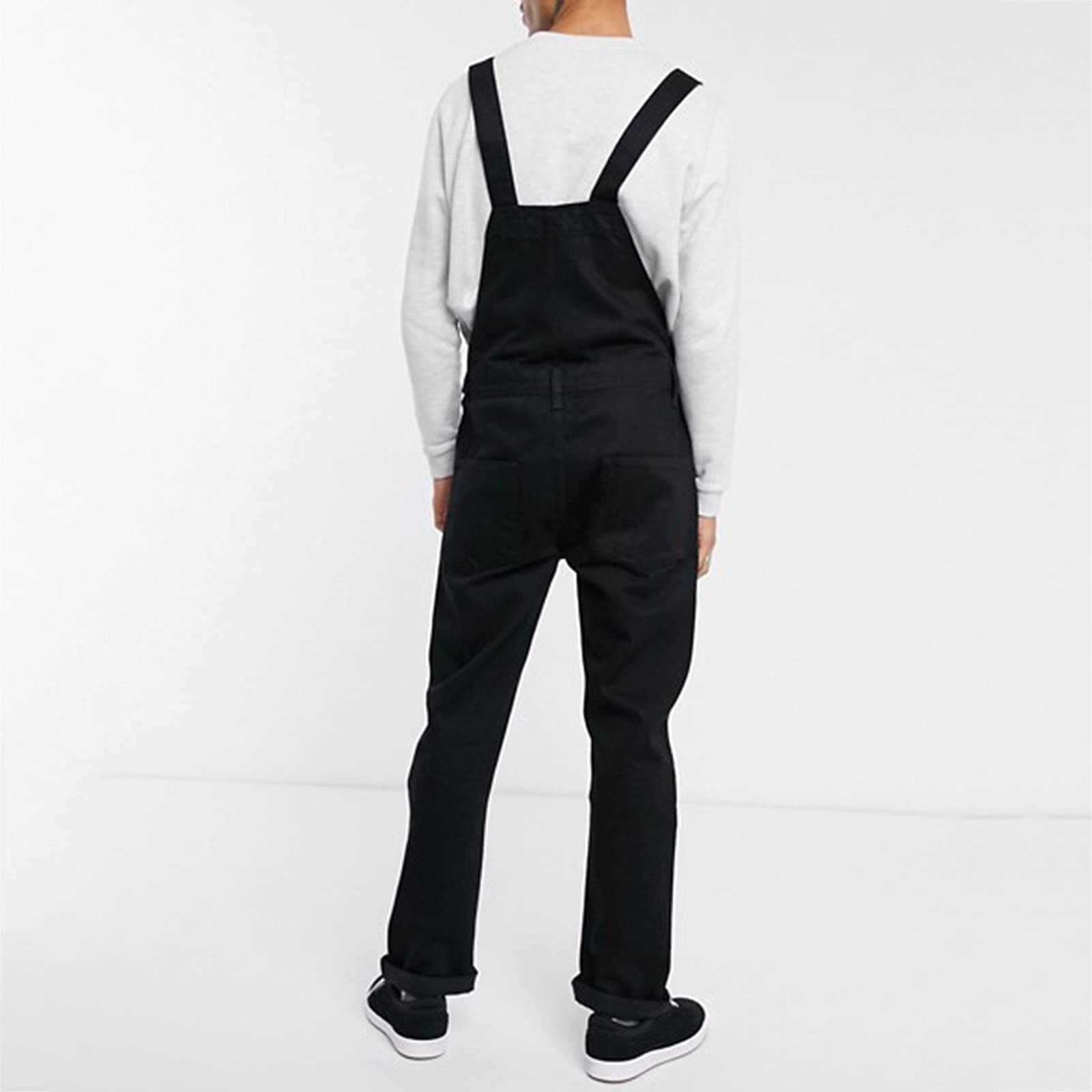 Men's Loose Fit Denim Overalls - Retro Cargo Jumpsuit Work Pants with Streetwear Style (Blue, Size M) - Perfect for Casual Wear, Workwear & Urban Fashion