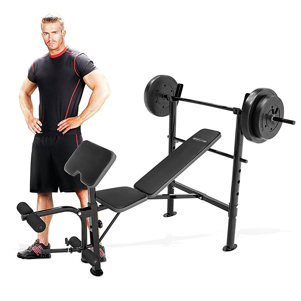 CB 20110 Competitor Combo Weight Bench with 80lb Dumbbell Set - Home Gym Equipment for Strength Training & Full Body Workouts