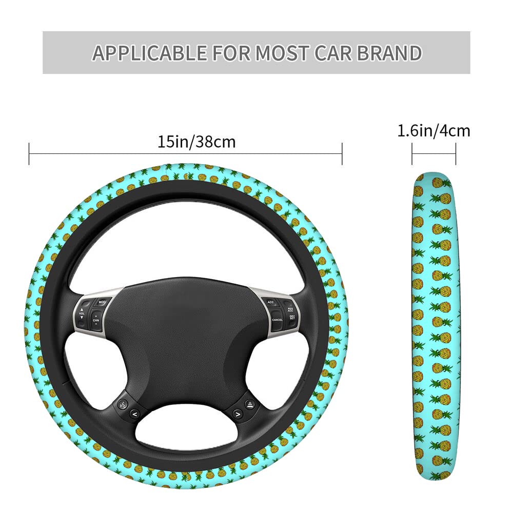Swono Pineapple Blue Cartoon Steering Wheel Cover - Soft Anti-Slip for Women & Girls | Perfect for Sedan, Van, SUV