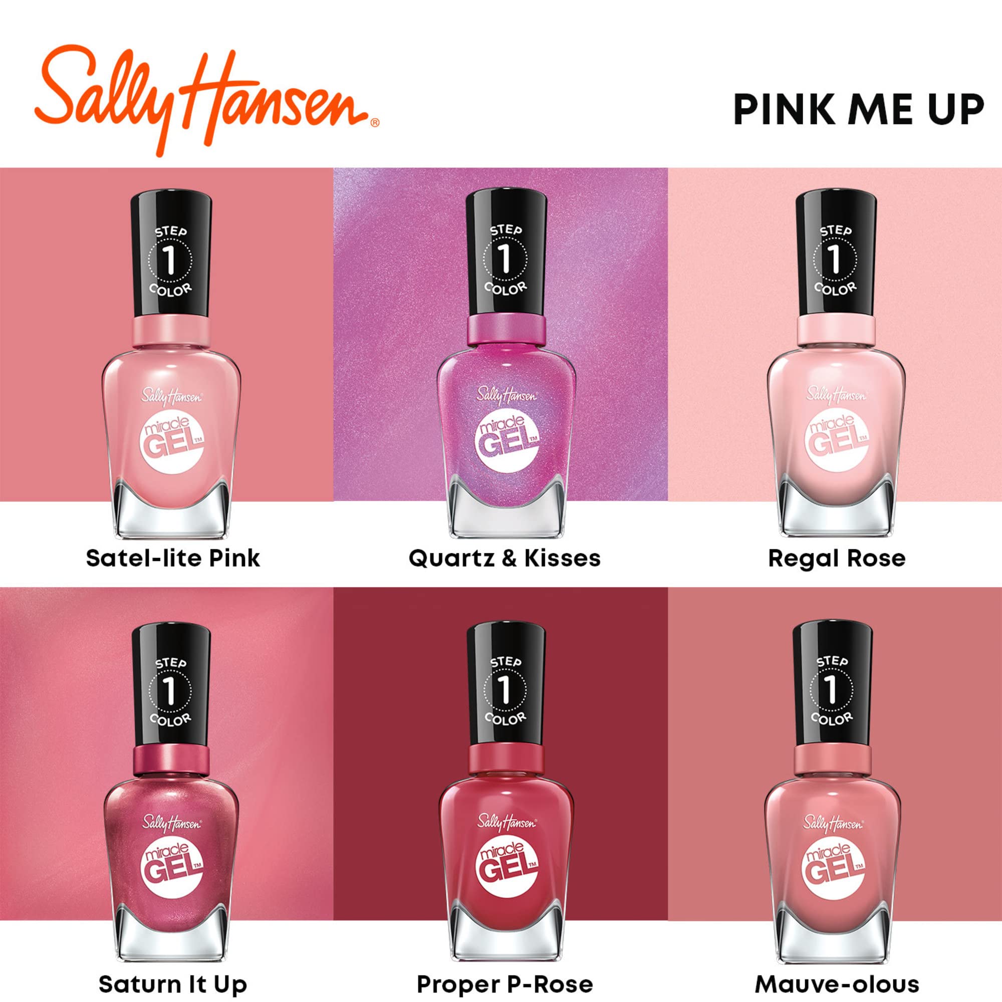 Sally Hansen Miracle Gel Nail Polish - Saturn It Up, Long Lasting Gel-Like Formula, No UV Lamp Needed, Vibrant Pink Nail Color for Women, Perfect for Everyday Wear & Special Occasions