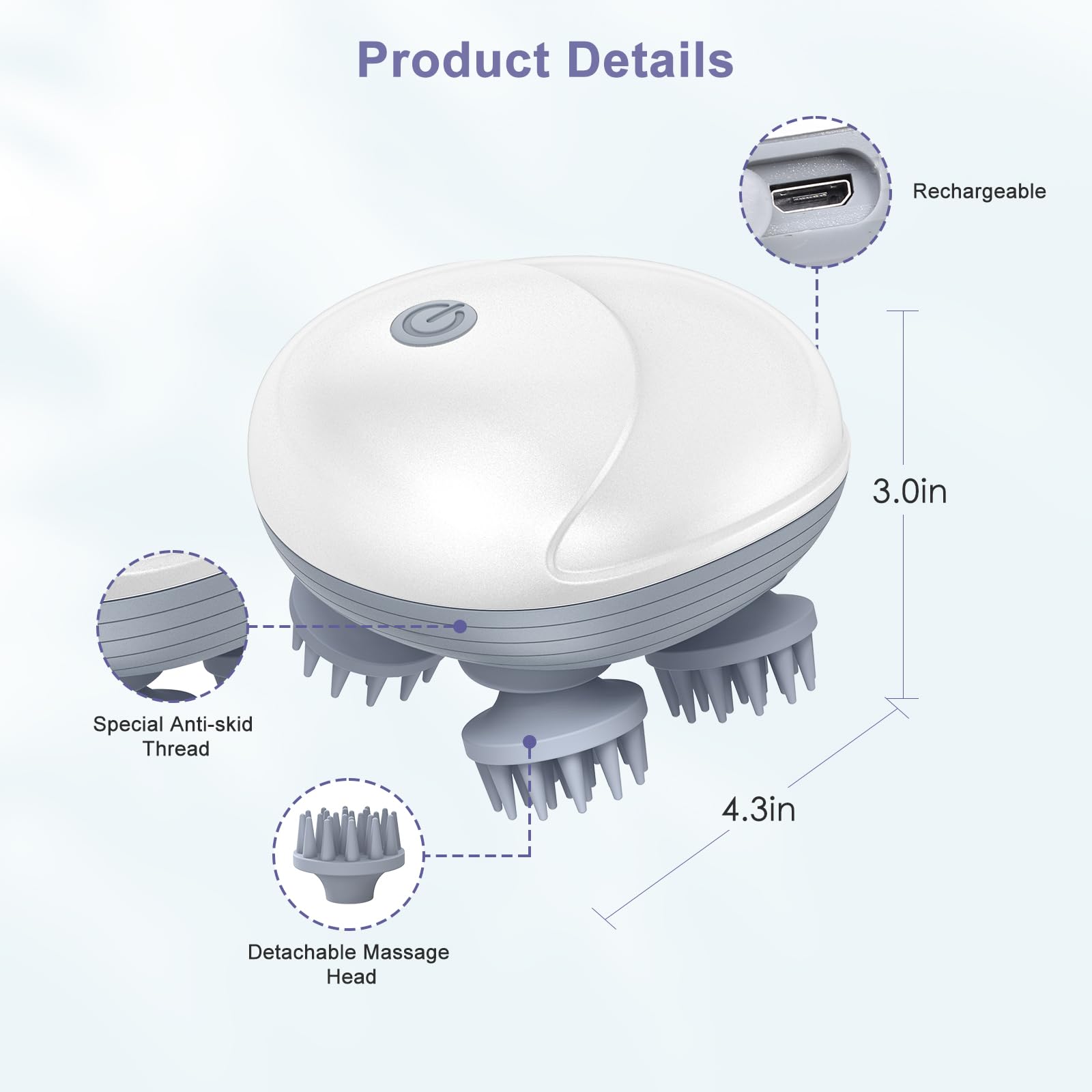 Electric Pet Massager for Dogs & Cats - 4 Rotating Heads with 96 Massage Nodes, Handheld Scalp & Back Massager for Muscle Relaxation & Stiffness Relief - Perfect for Grooming, Bonding & Pain Relief at Home