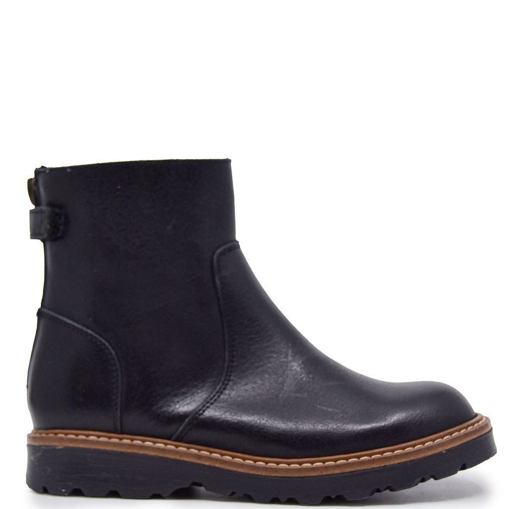 Bonpoint Black Leather Back Zipper Boots for Women - Stylish Ankle Boots with Comfortable Fit - Perfect for Fall, Winter & Casual Outfits