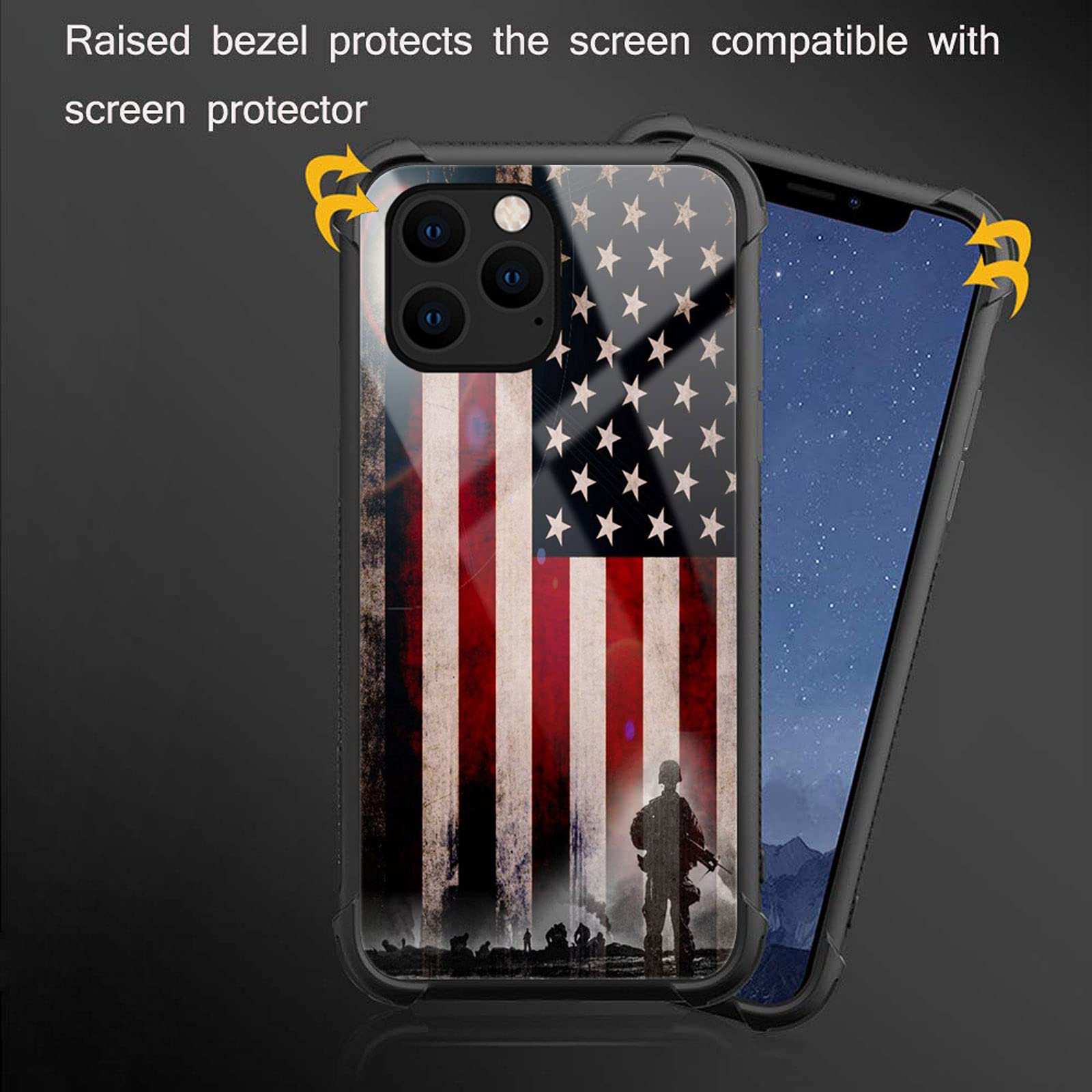 Patriotic American Flag iPhone 13 Pro Case - Shockproof, Anti-Scratch, Drop Protection Military Design | Perfect for Veterans Day, 4th of July & Patriotic Events