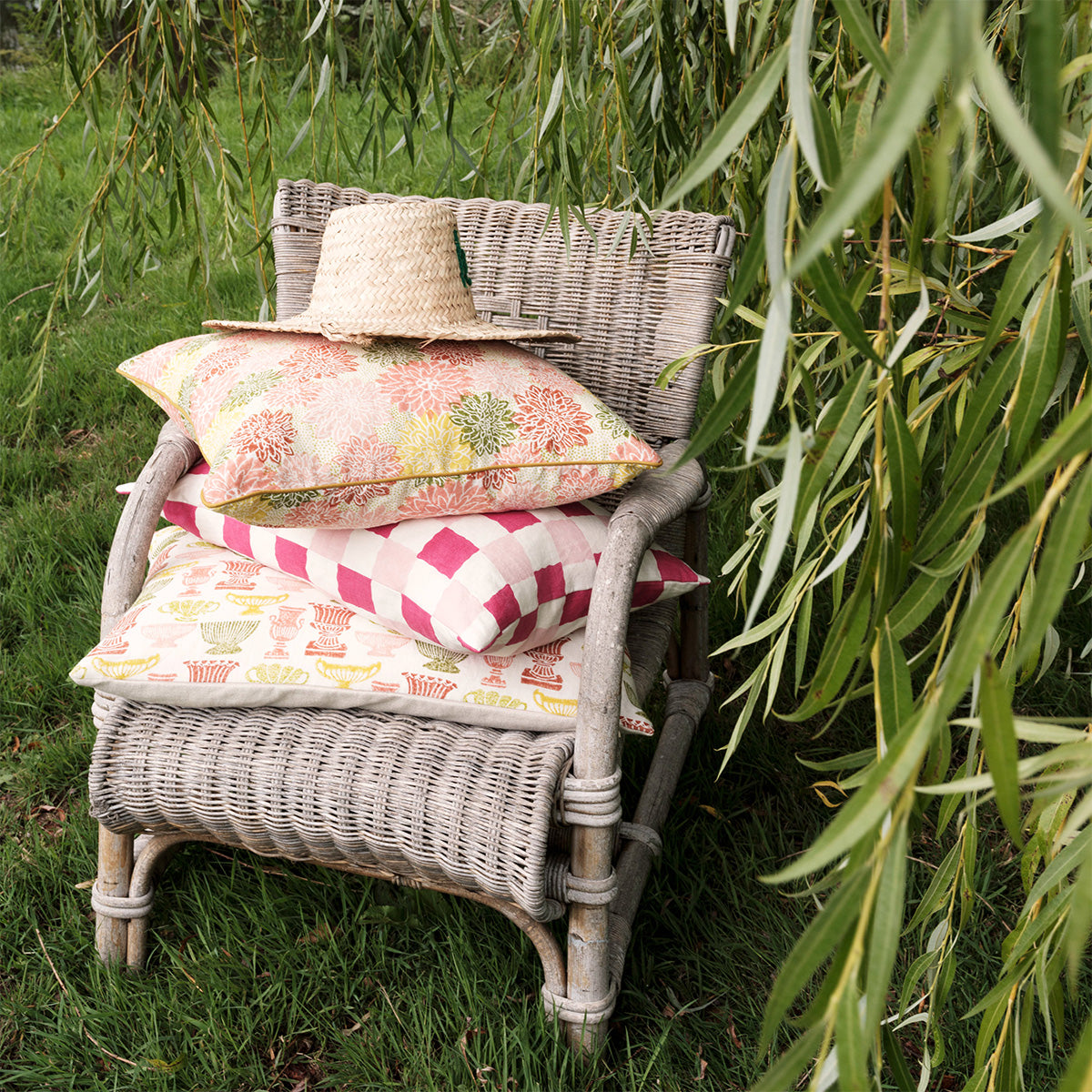 Pink Checkered Cushion Cover - Soft & Stylish Home Decor for Sofa, Bed, and Living Room