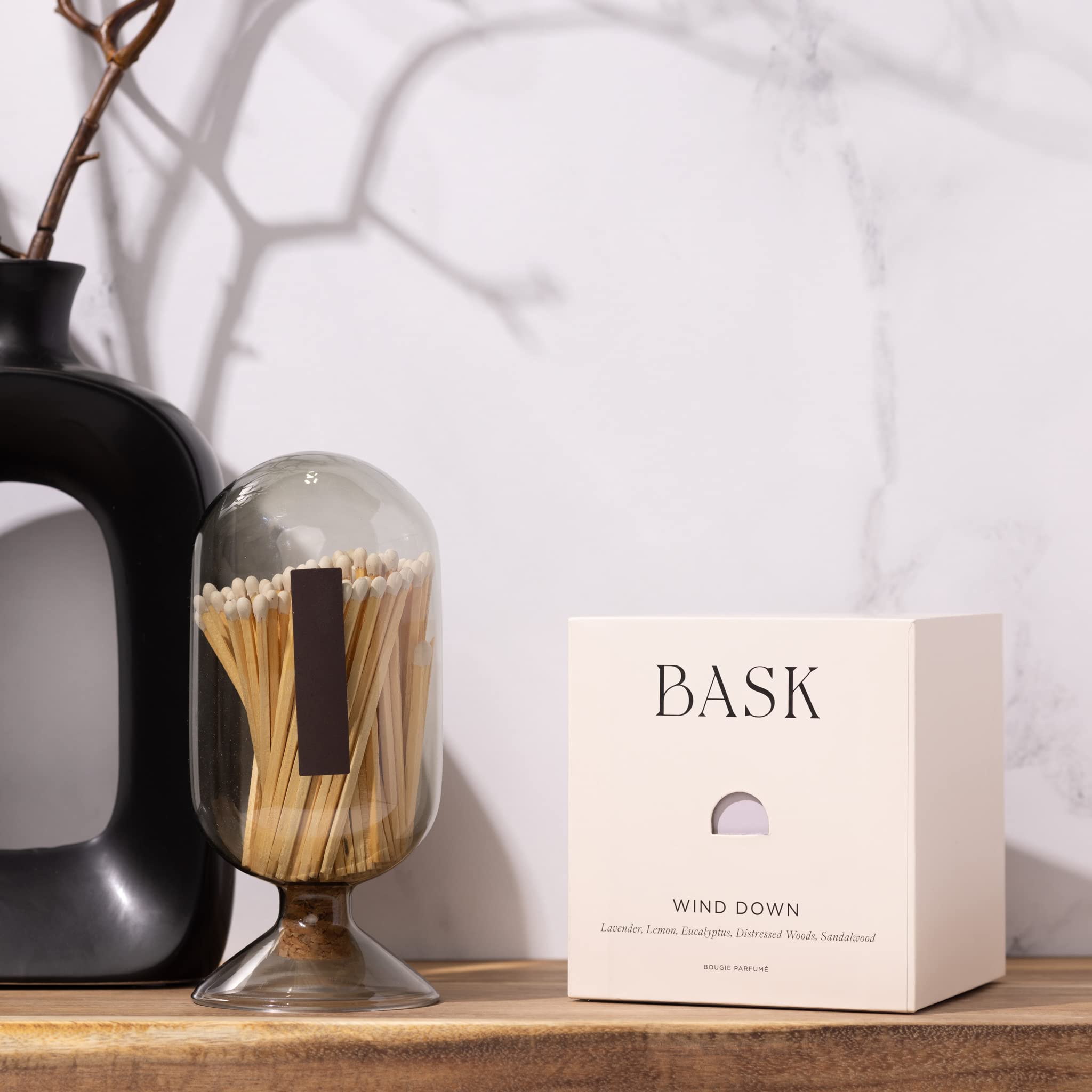 BASK Relaxing Scented Candles for Home - Winter Aromatherapy Candles with Wind Down Fragrance - Perfect Gift for Women & Men - Create Cozy Atmosphere for Bedroom, Bath & Meditation