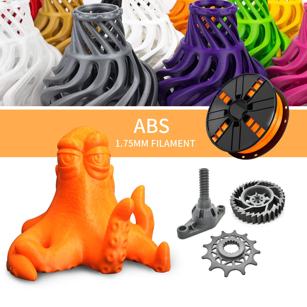 NovaMaker Orange ABS 3D Printer Filament 1.75mm, Low Odor & High Precision (+/-0.03mm), 1kg Spool (2.2lbs) - Perfect for DIY Projects, Prototyping & Home 3D Printing